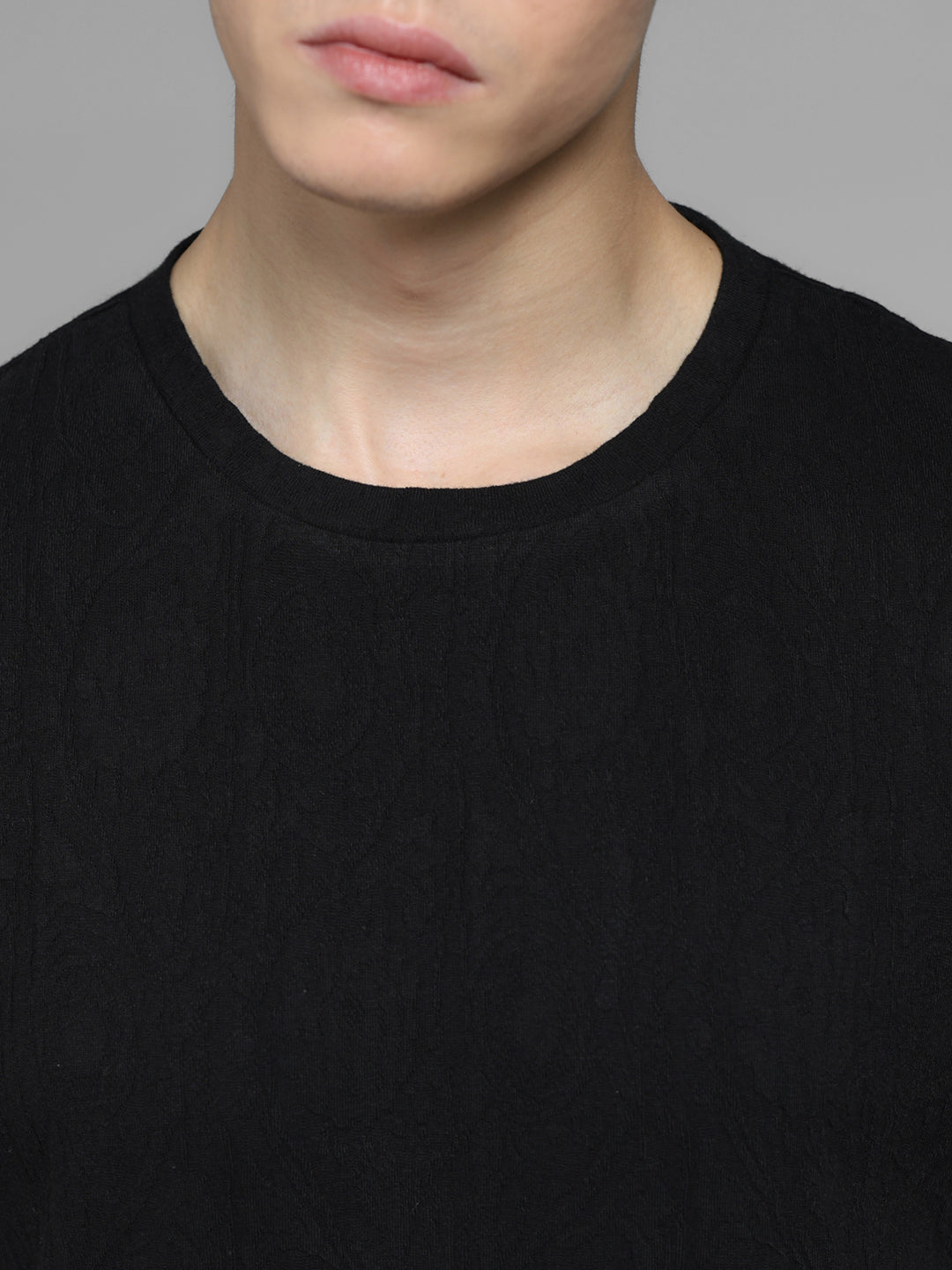 Black Cotton Crew Neck T-shirt