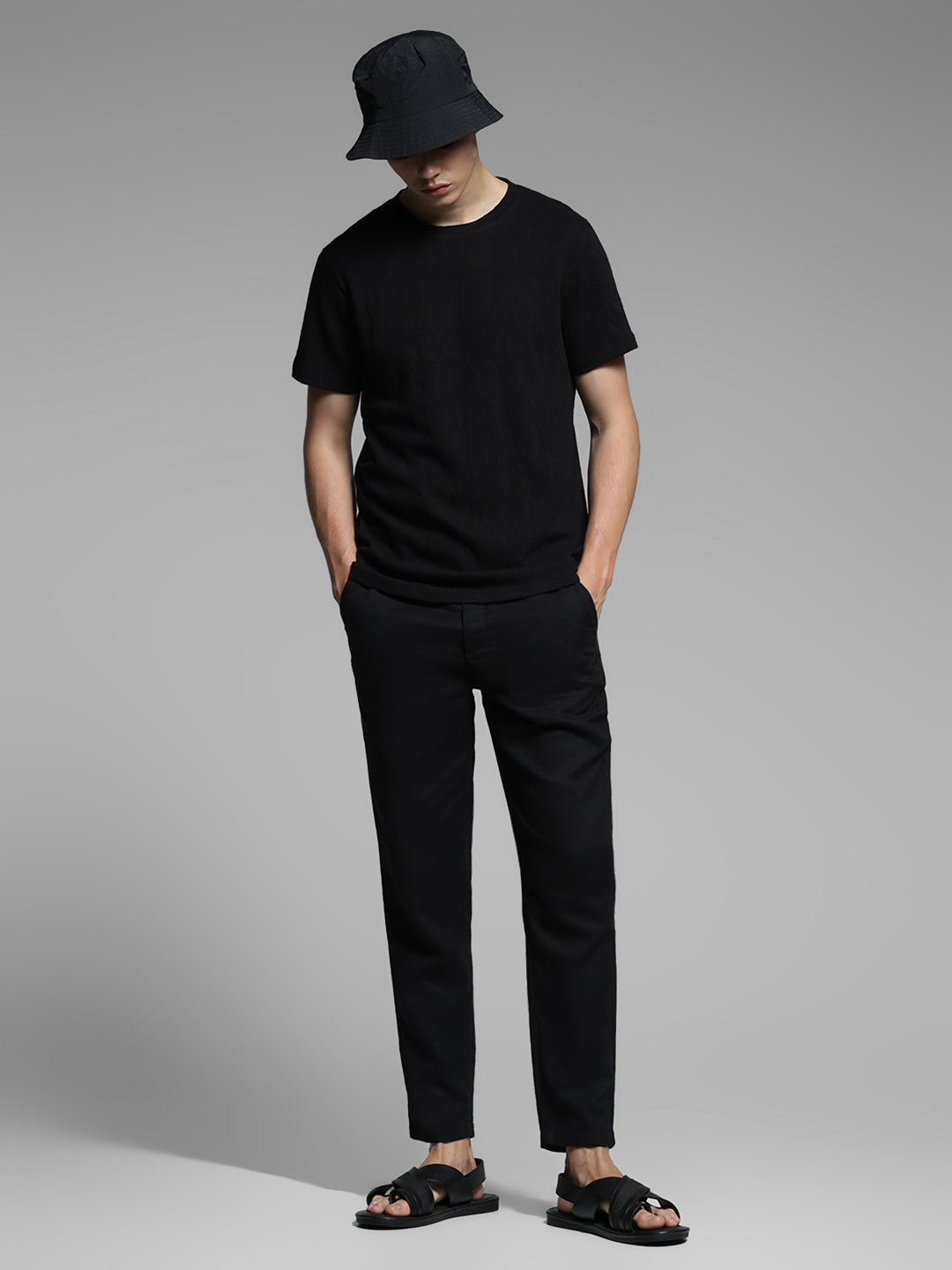 Black Cotton Crew Neck T-shirt