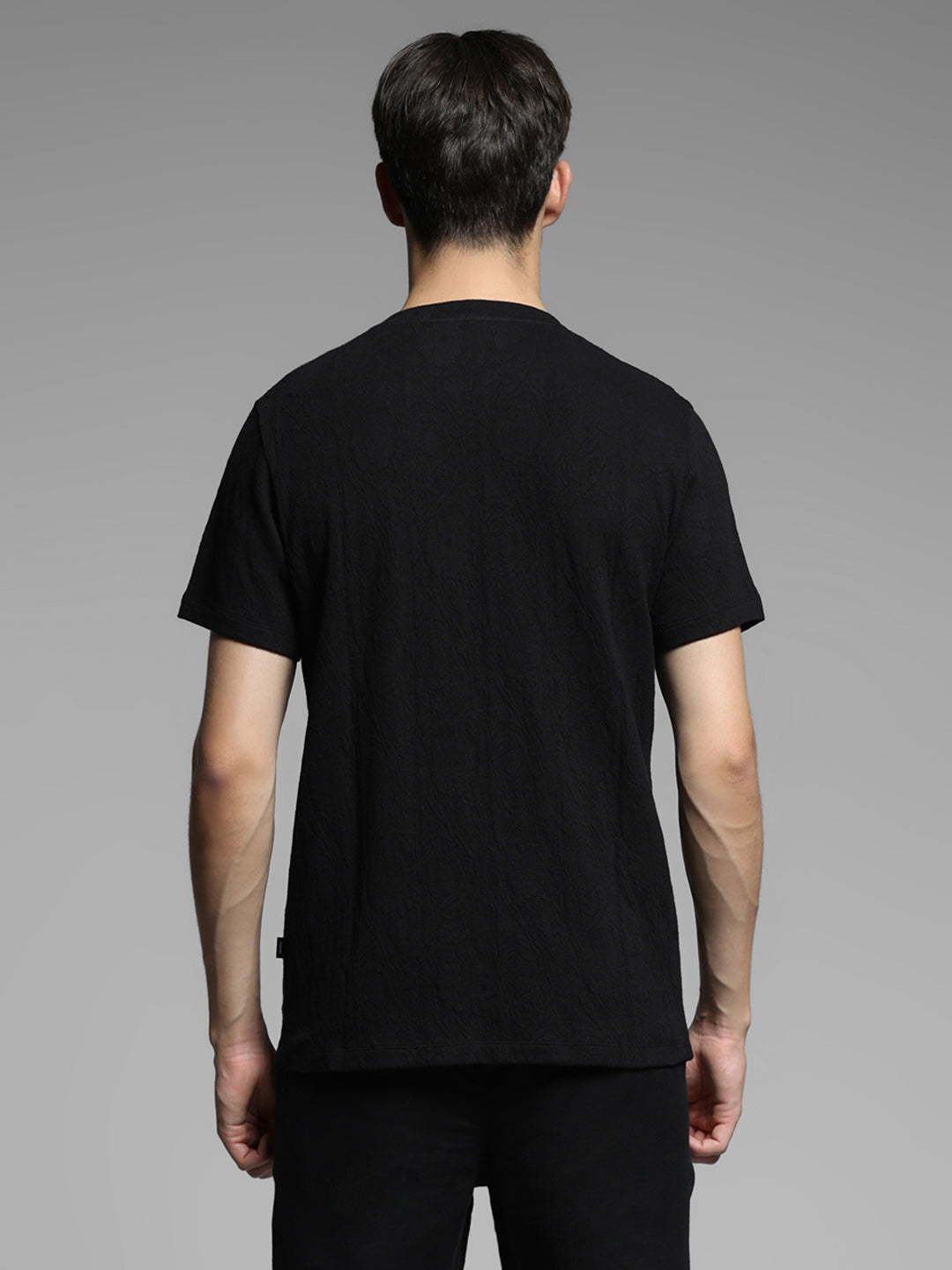 Black Cotton Crew Neck T-shirt