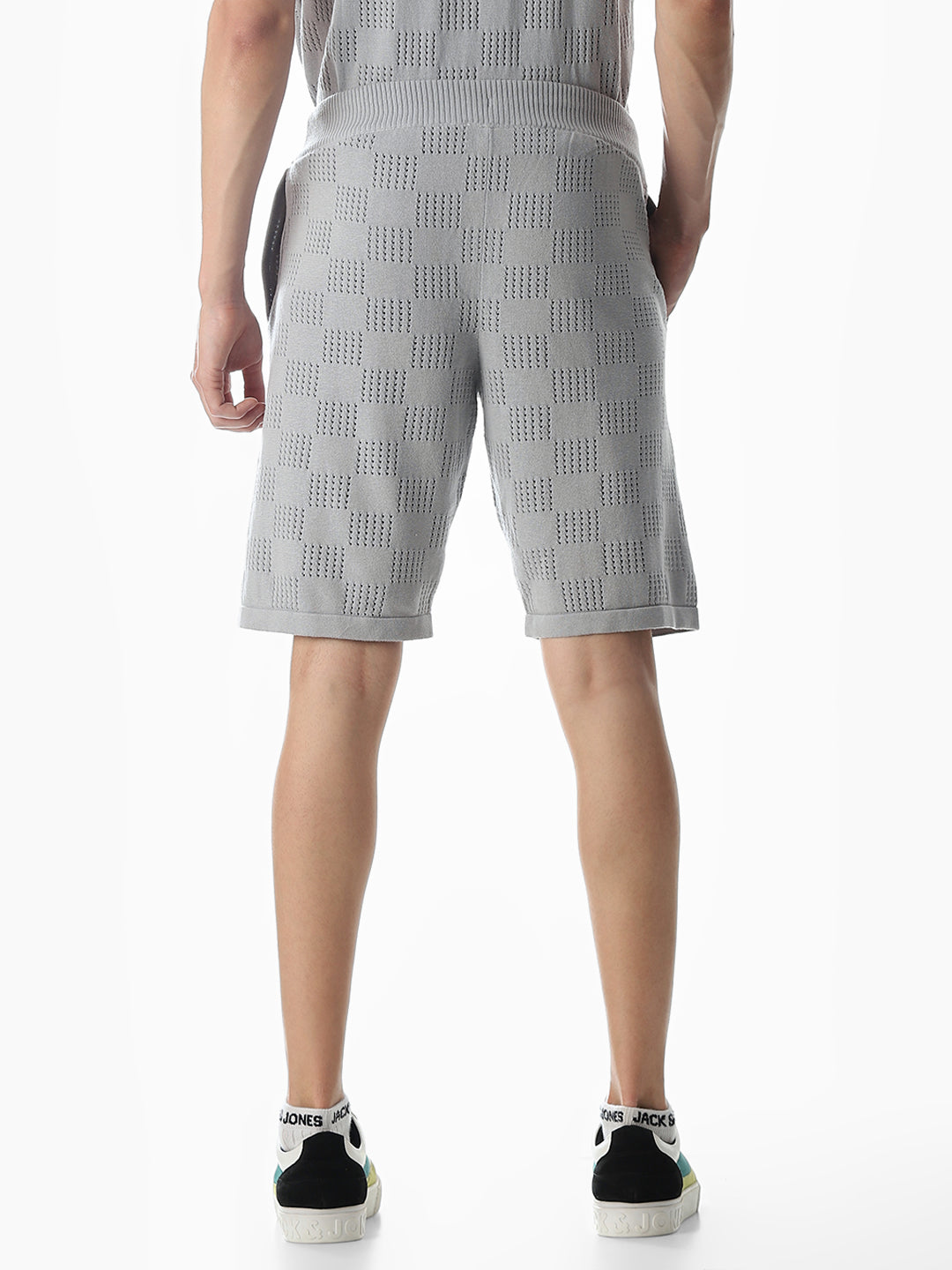 Grey Knitted Jacquard Shorts