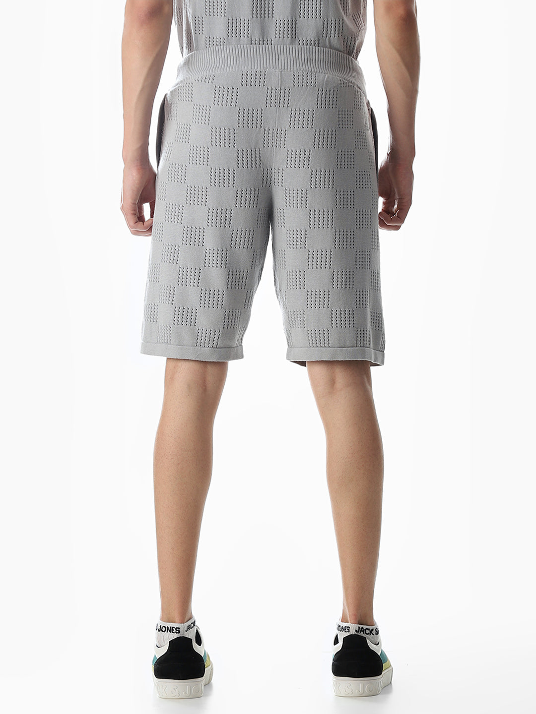 Grey Knitted Jacquard Shorts