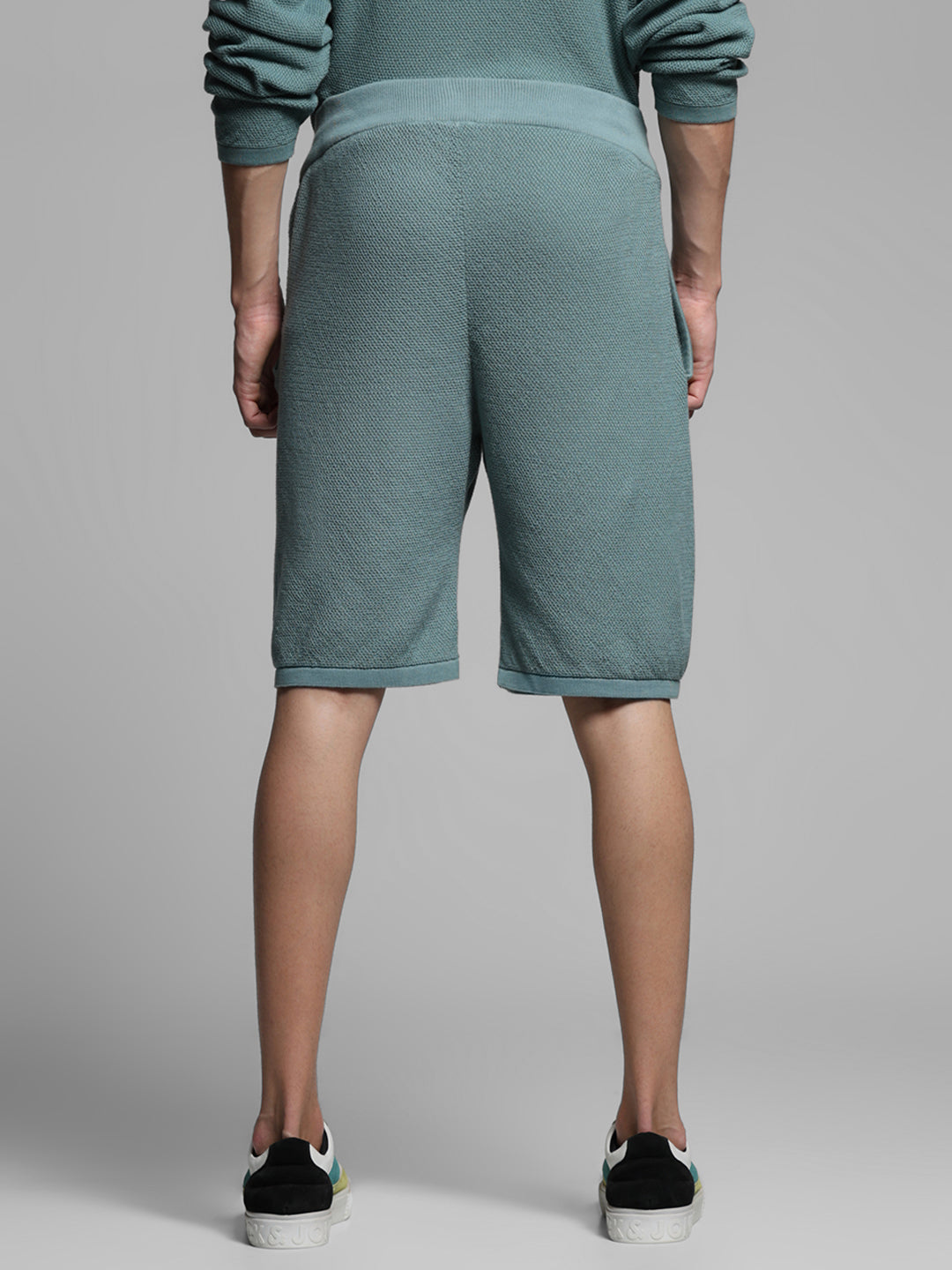 Green Mid Rise Knit Shorts