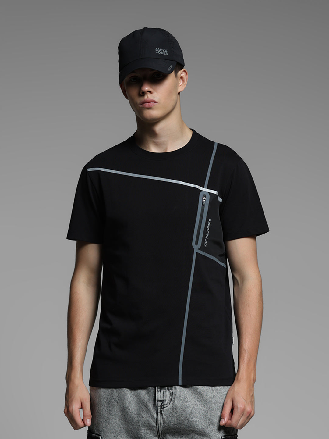 Black Zip Detail Cotton T-shirt