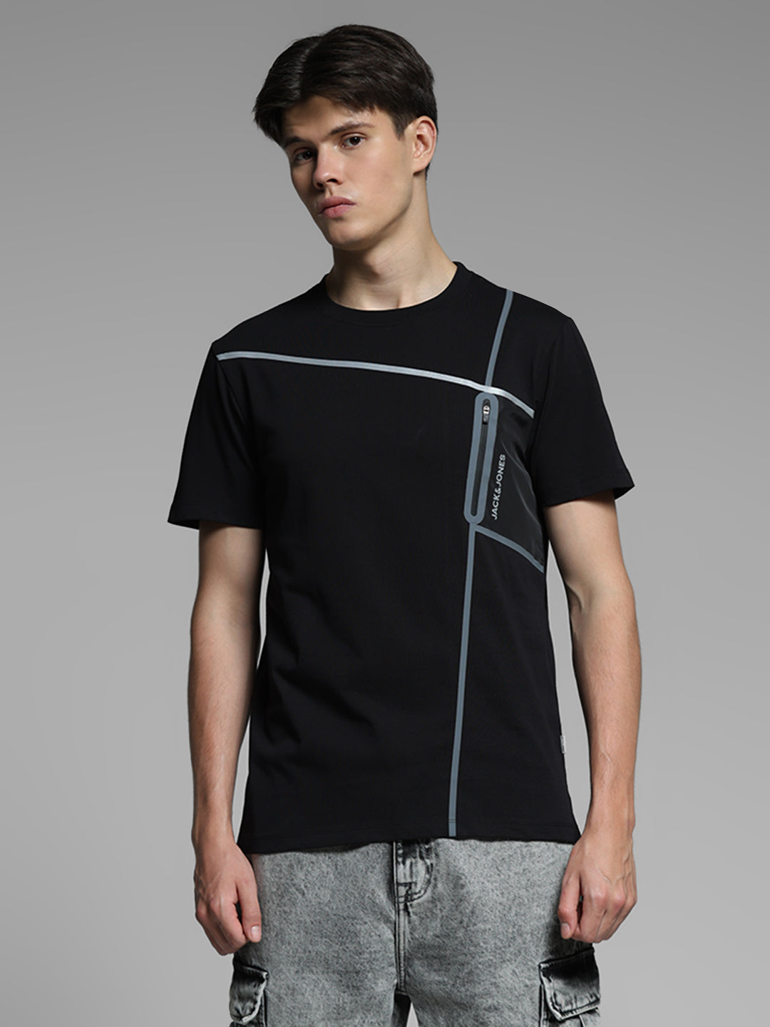 Black Zip Detail Cotton T-shirt
