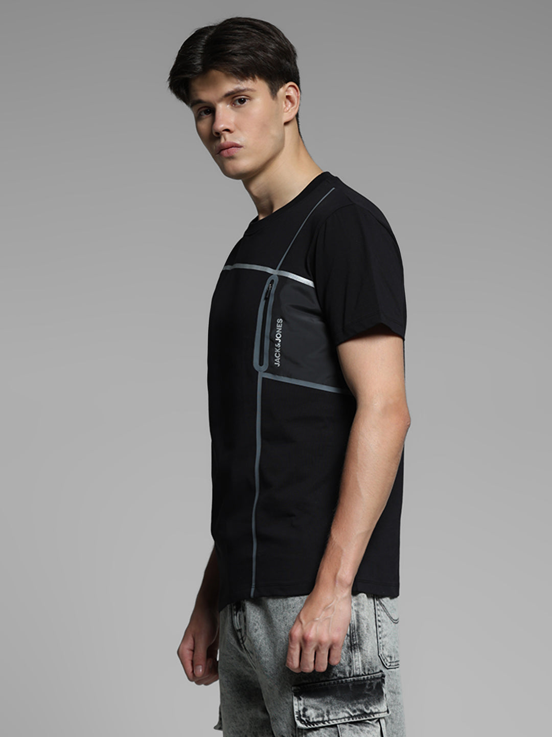 Black Zip Detail Cotton T-shirt