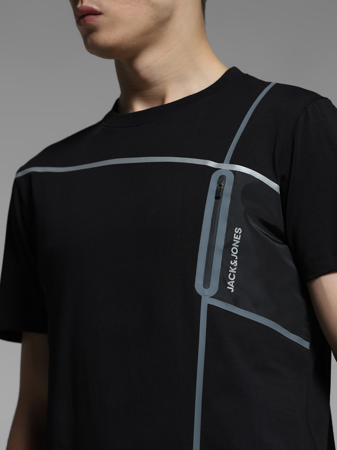 Black Zip Detail Cotton T-shirt