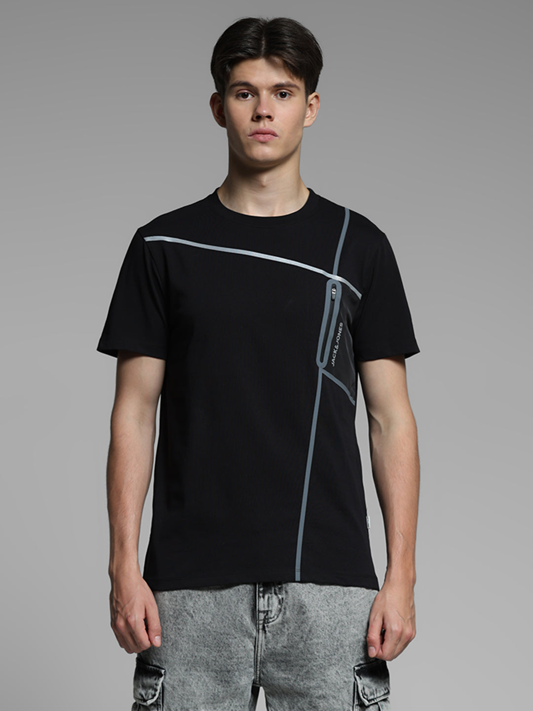 Black Zip Detail Cotton T-shirt