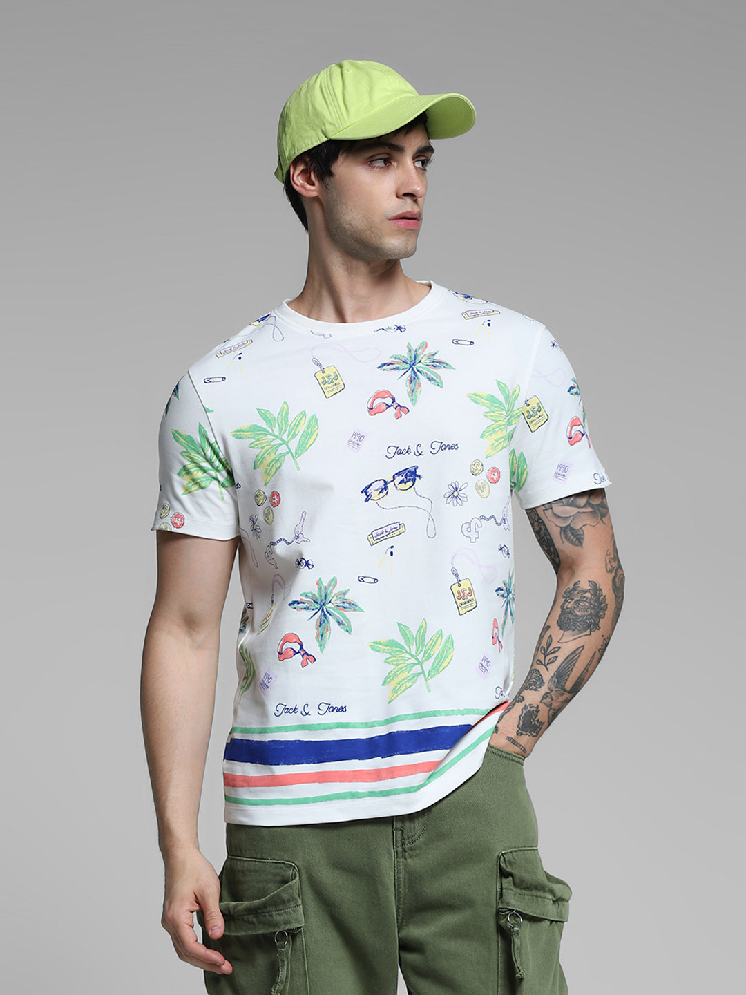 White Printed Crew Neck T-shirt