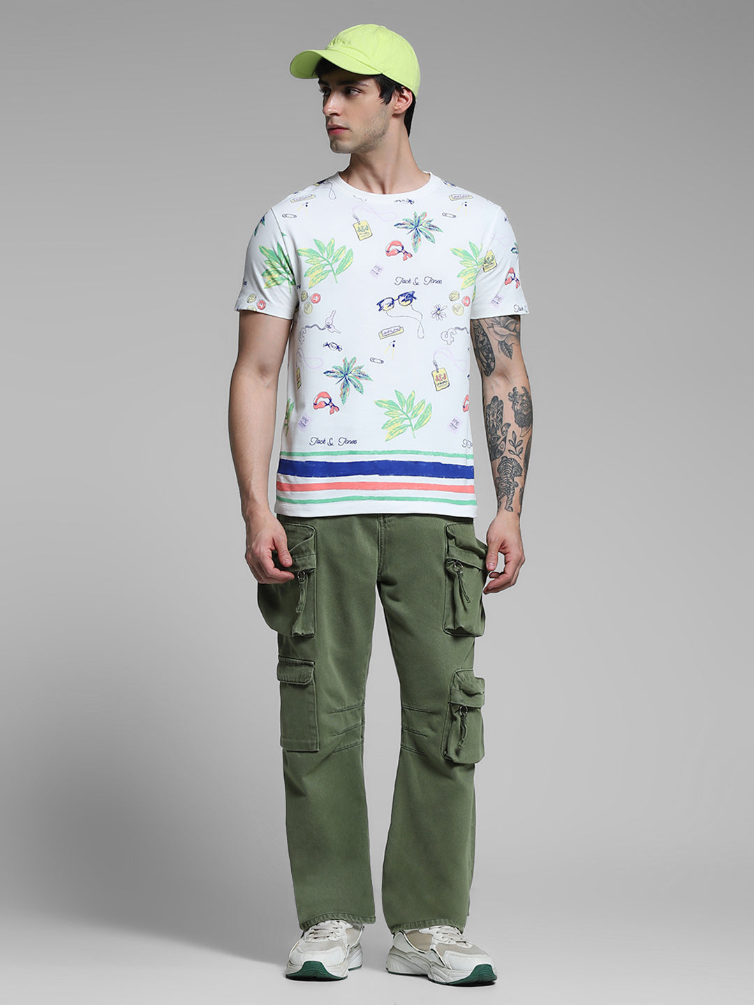 White Printed Crew Neck T-shirt