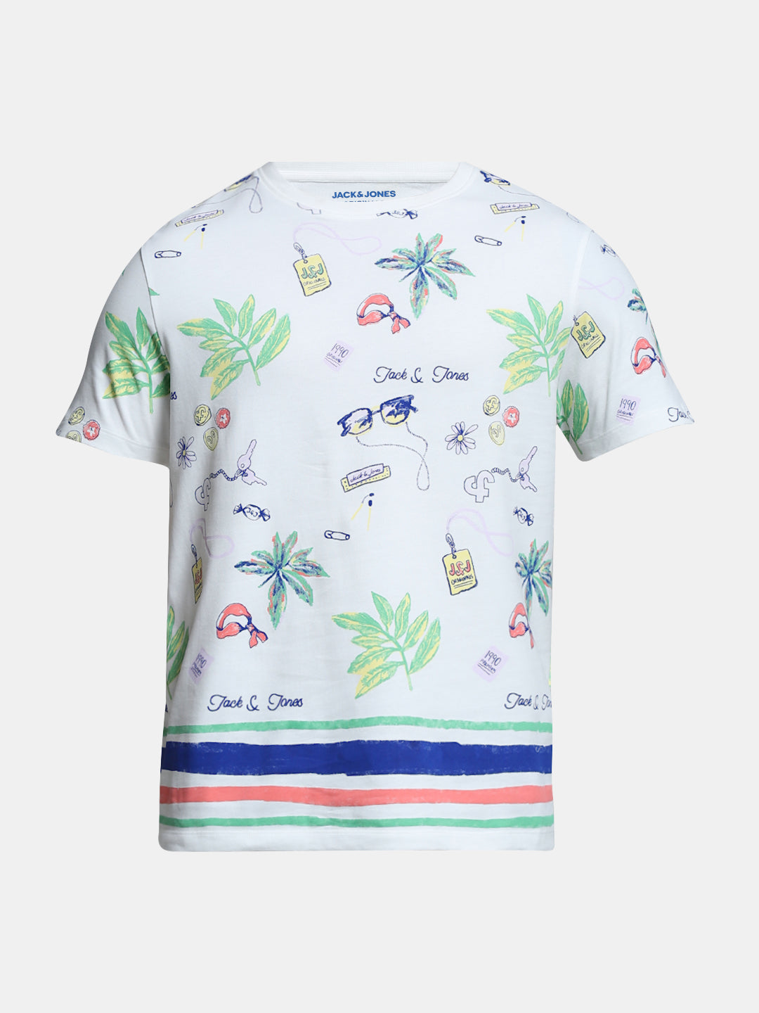 White Printed Crew Neck T-shirt