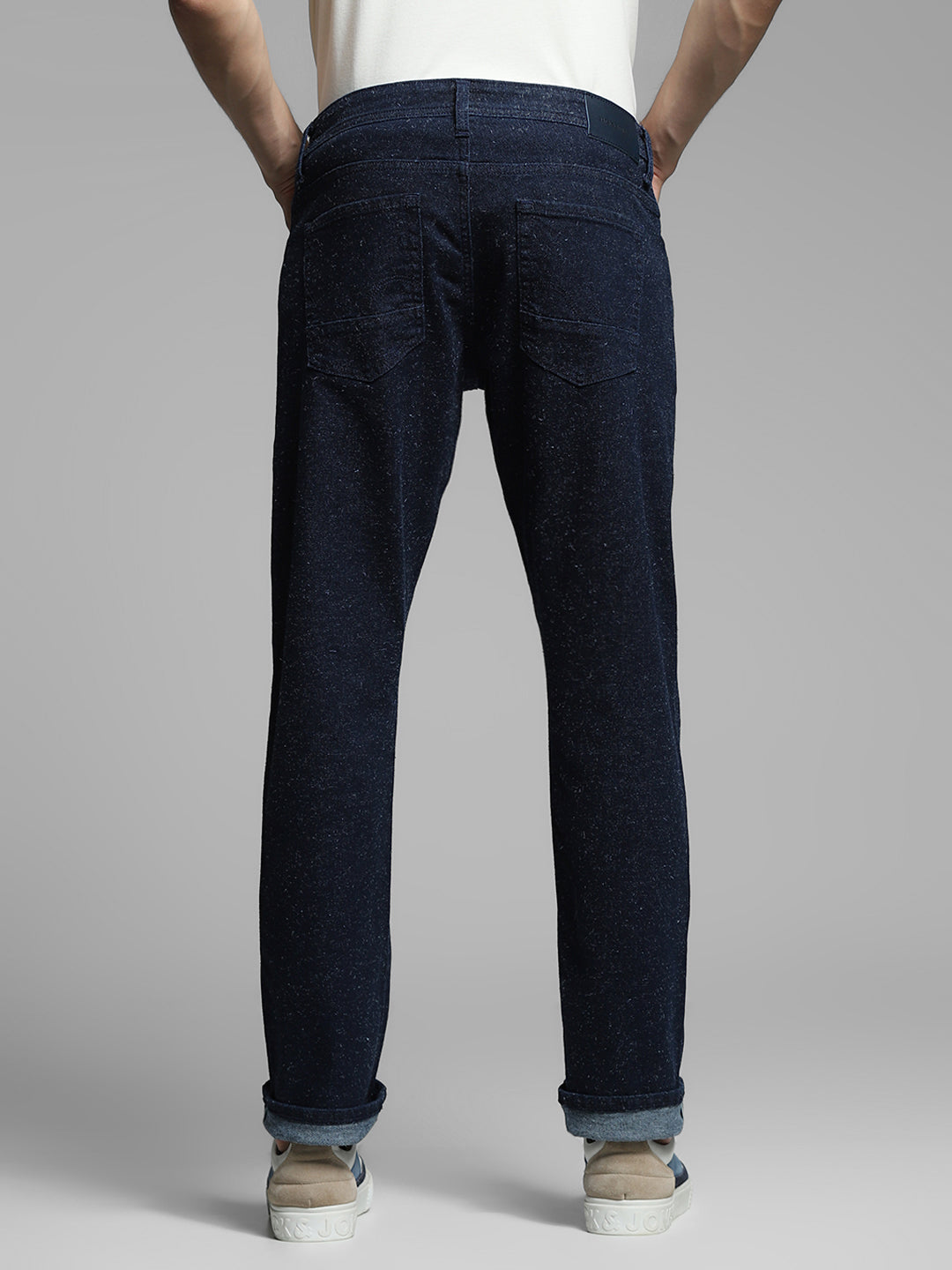 Men's Regular Fit Low Rise Dark Blue Solid Jeans