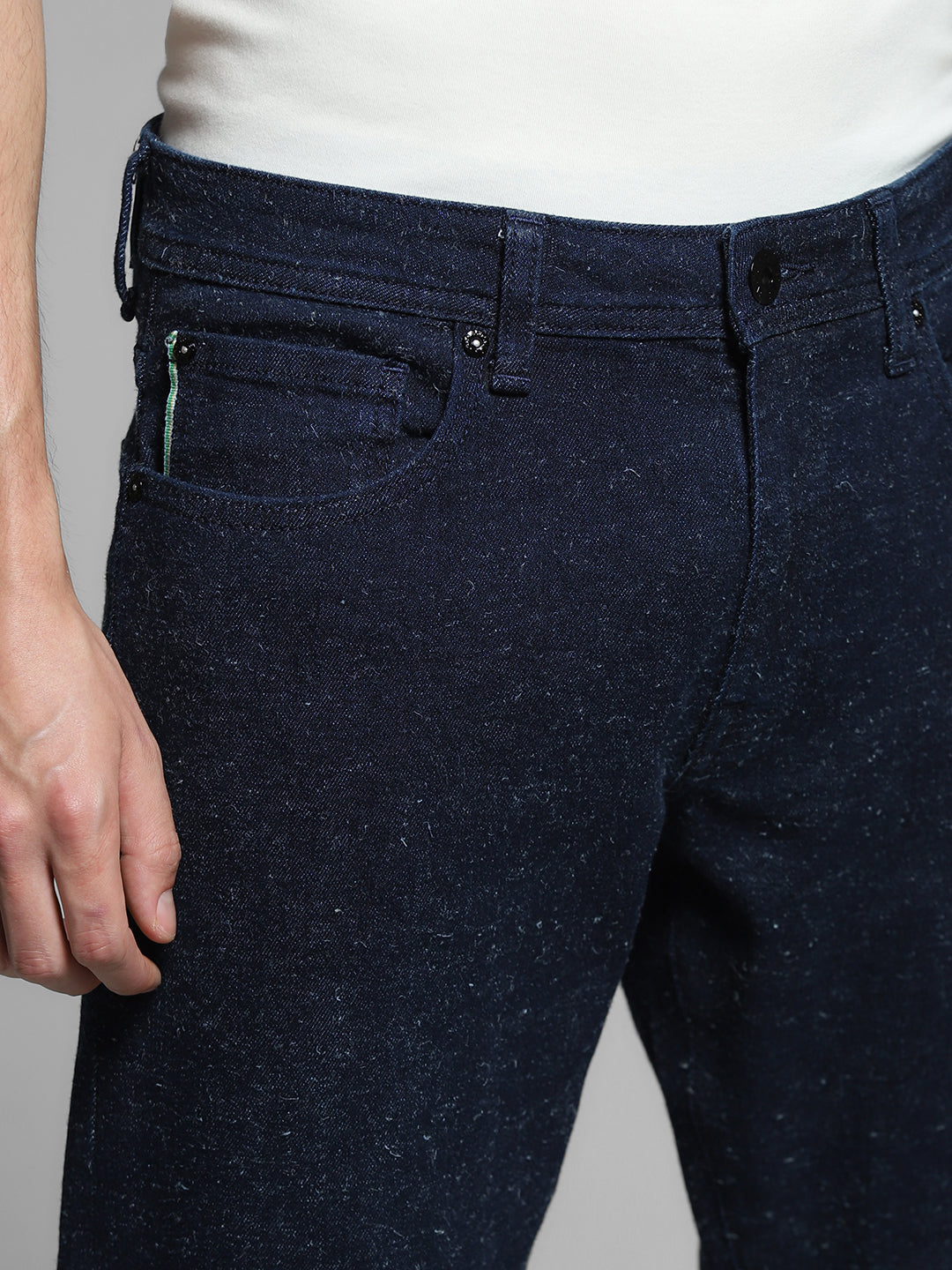 Men's Regular Fit Low Rise Dark Blue Solid Jeans