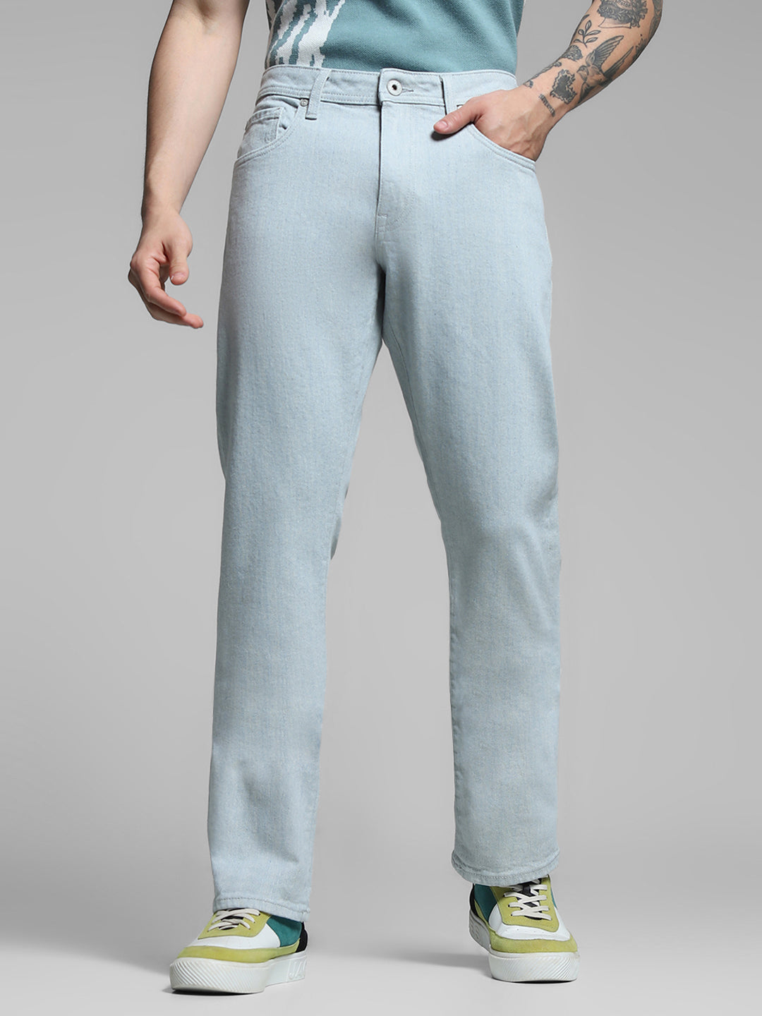 Light Grey Low Rise Clark Regular Fit Jeans
