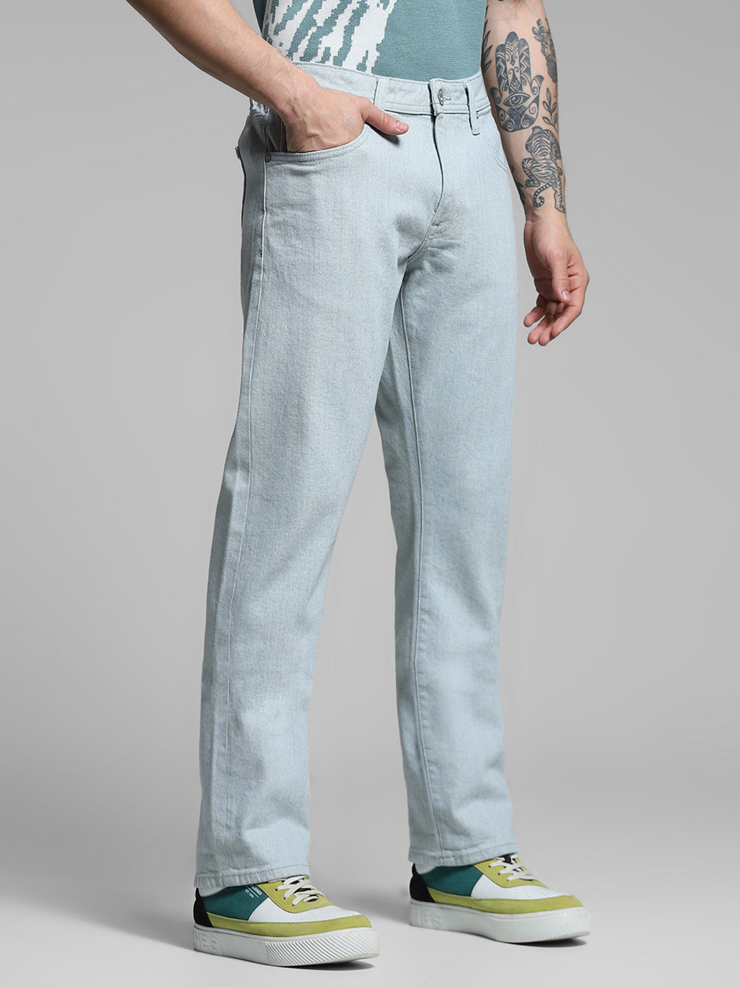 Light Grey Low Rise Clark Regular Fit Jeans