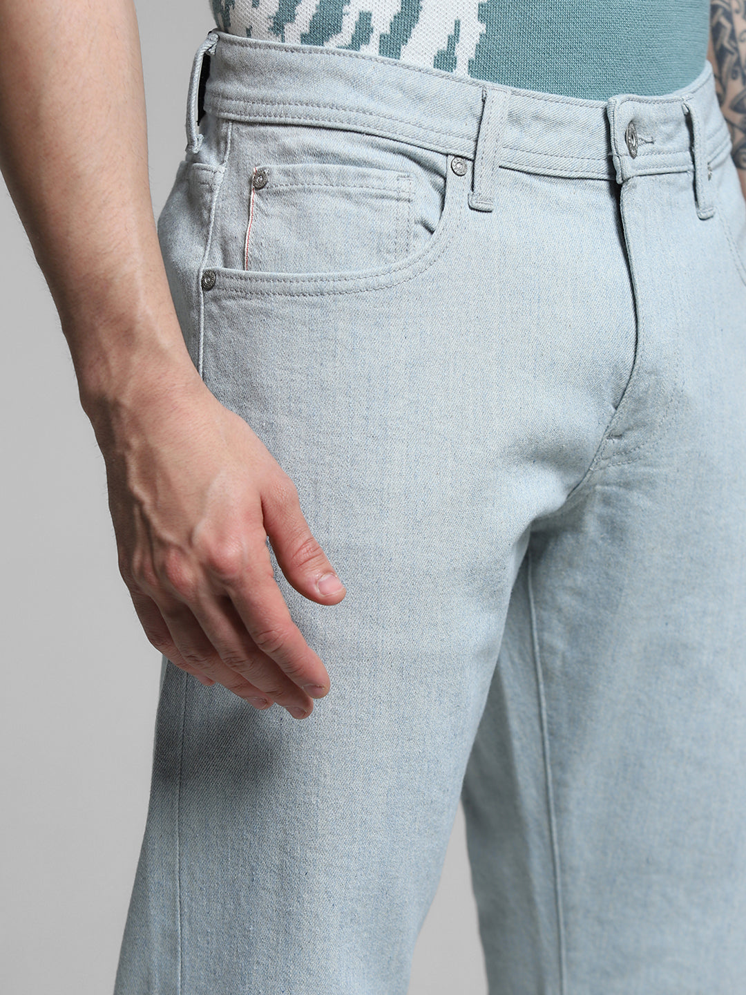 Light Grey Low Rise Clark Regular Fit Jeans