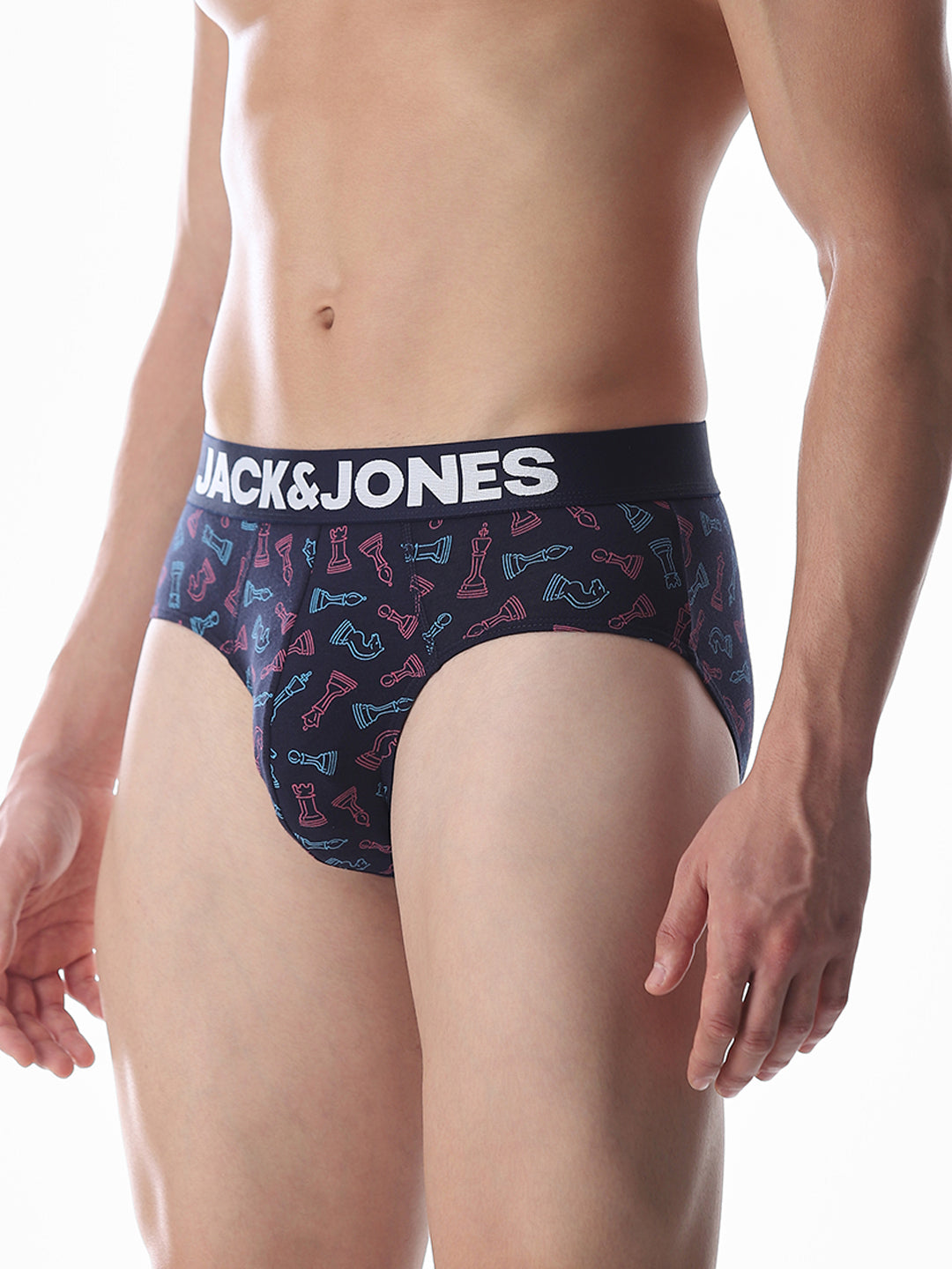 Navy Blue Chess Pawns Print Briefs