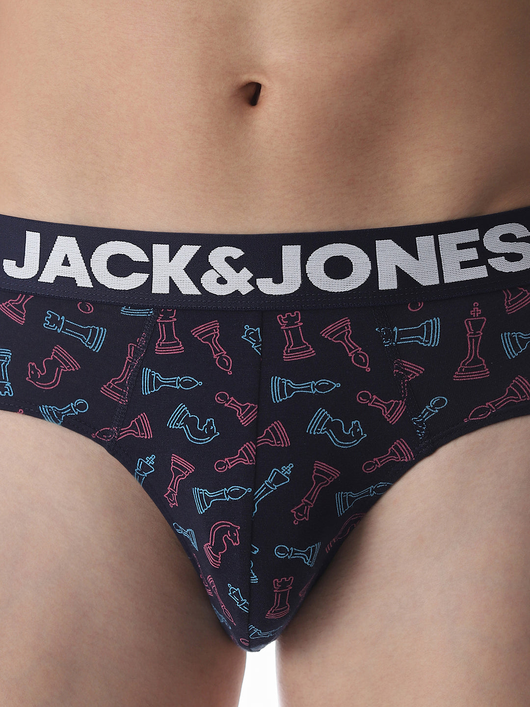 Navy Blue Chess Pawns Print Briefs