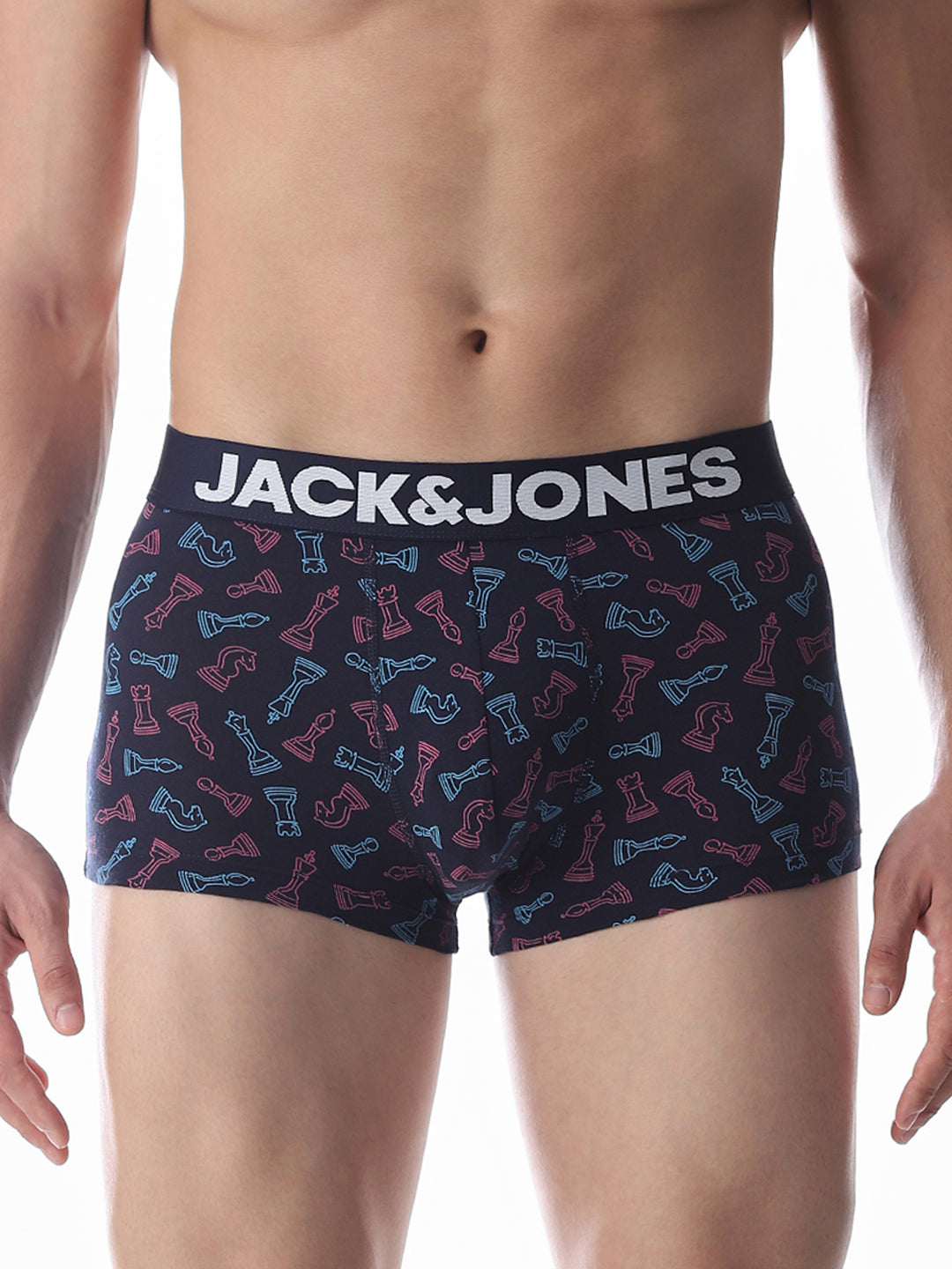 Navy Blue Chess Pawns Print Trunks