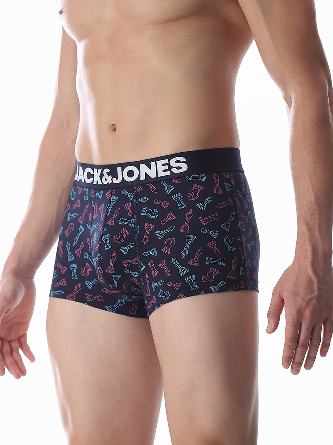 Navy Blue Chess Pawns Print Trunks