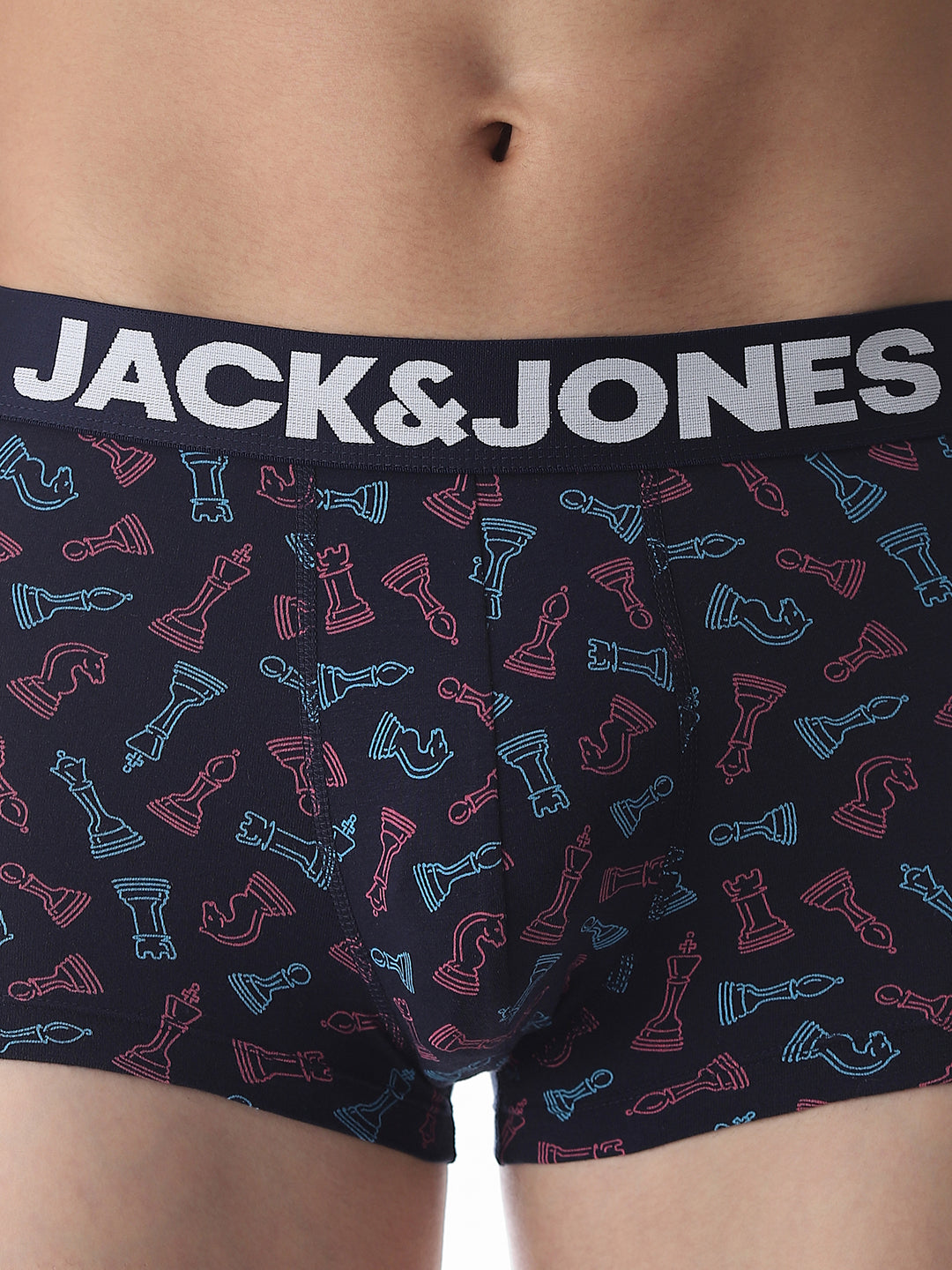 Navy Blue Chess Pawns Print Trunks