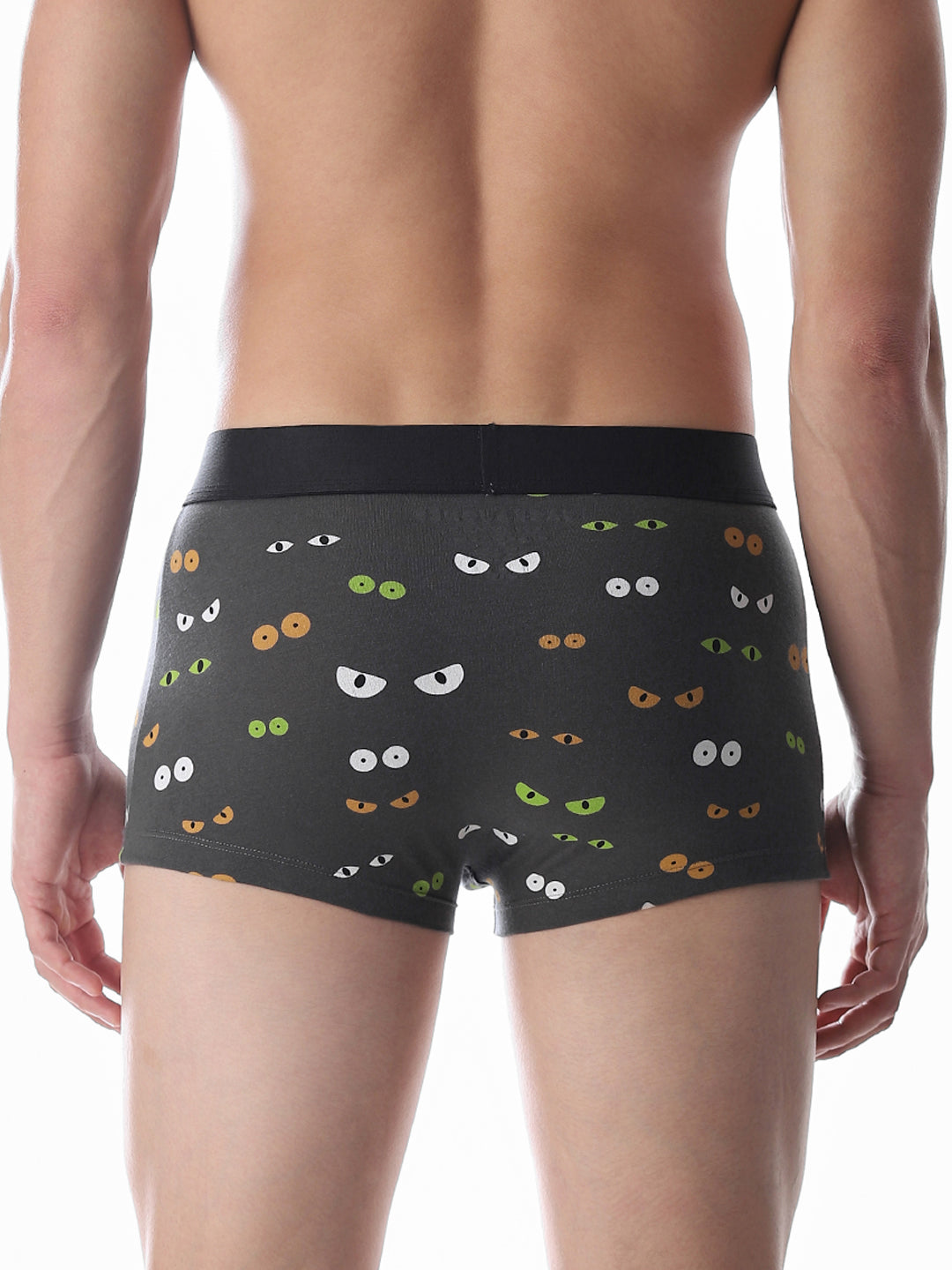 Dark Grey Printed Trunks