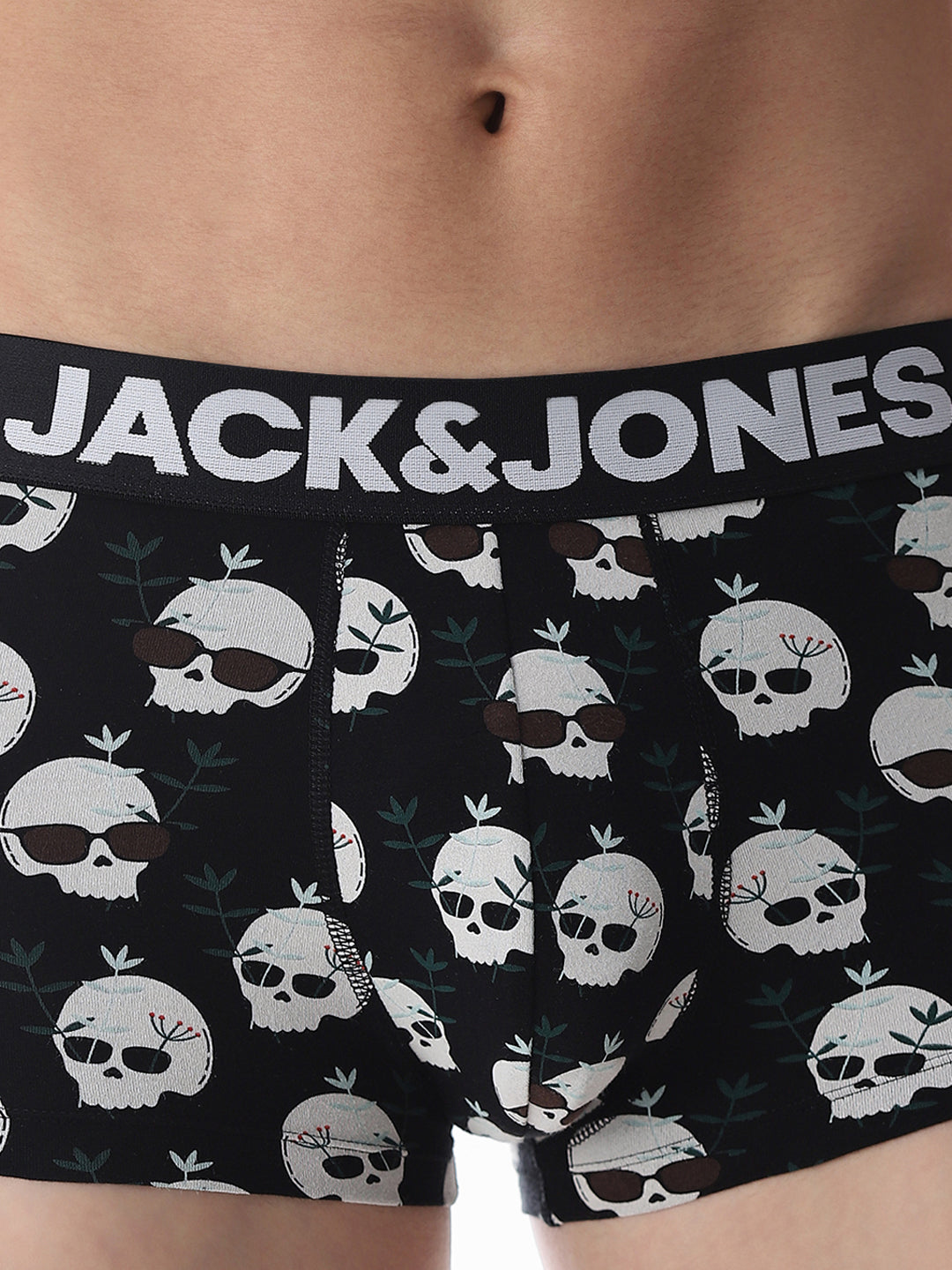 Black Skull Print Trunks