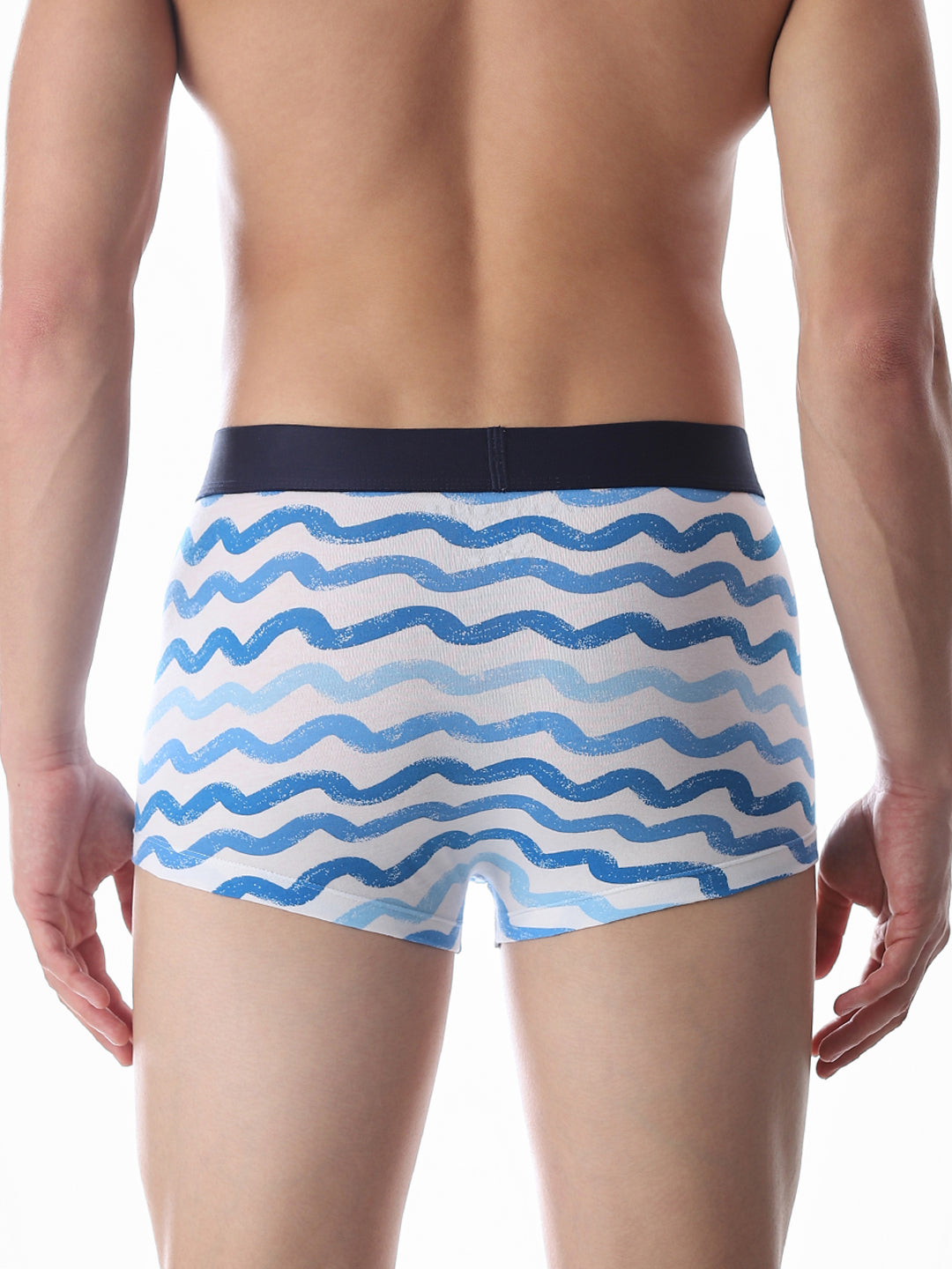 Blue Wave Stripes Printed Trunks