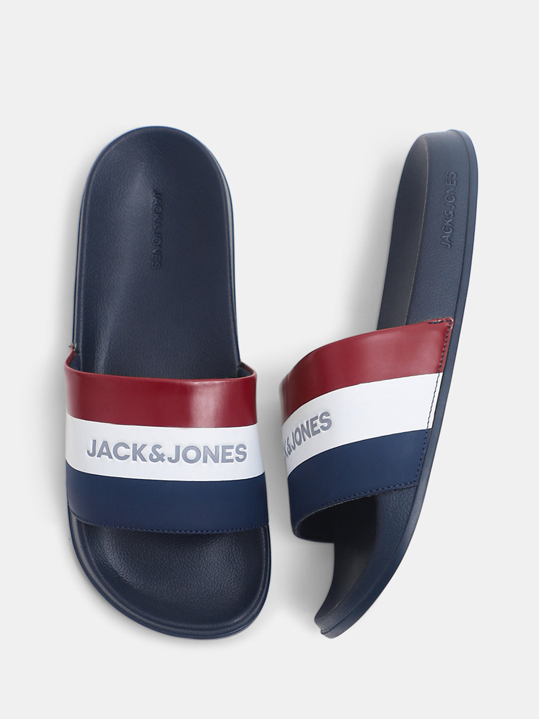 Navy Blue Striped Pool Sliders