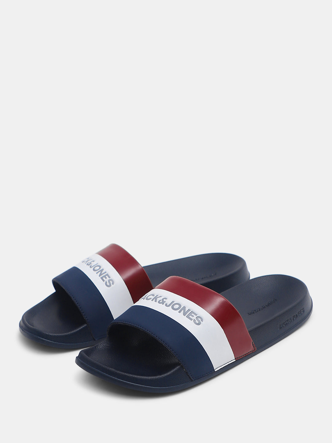 Navy Blue Striped Pool Sliders