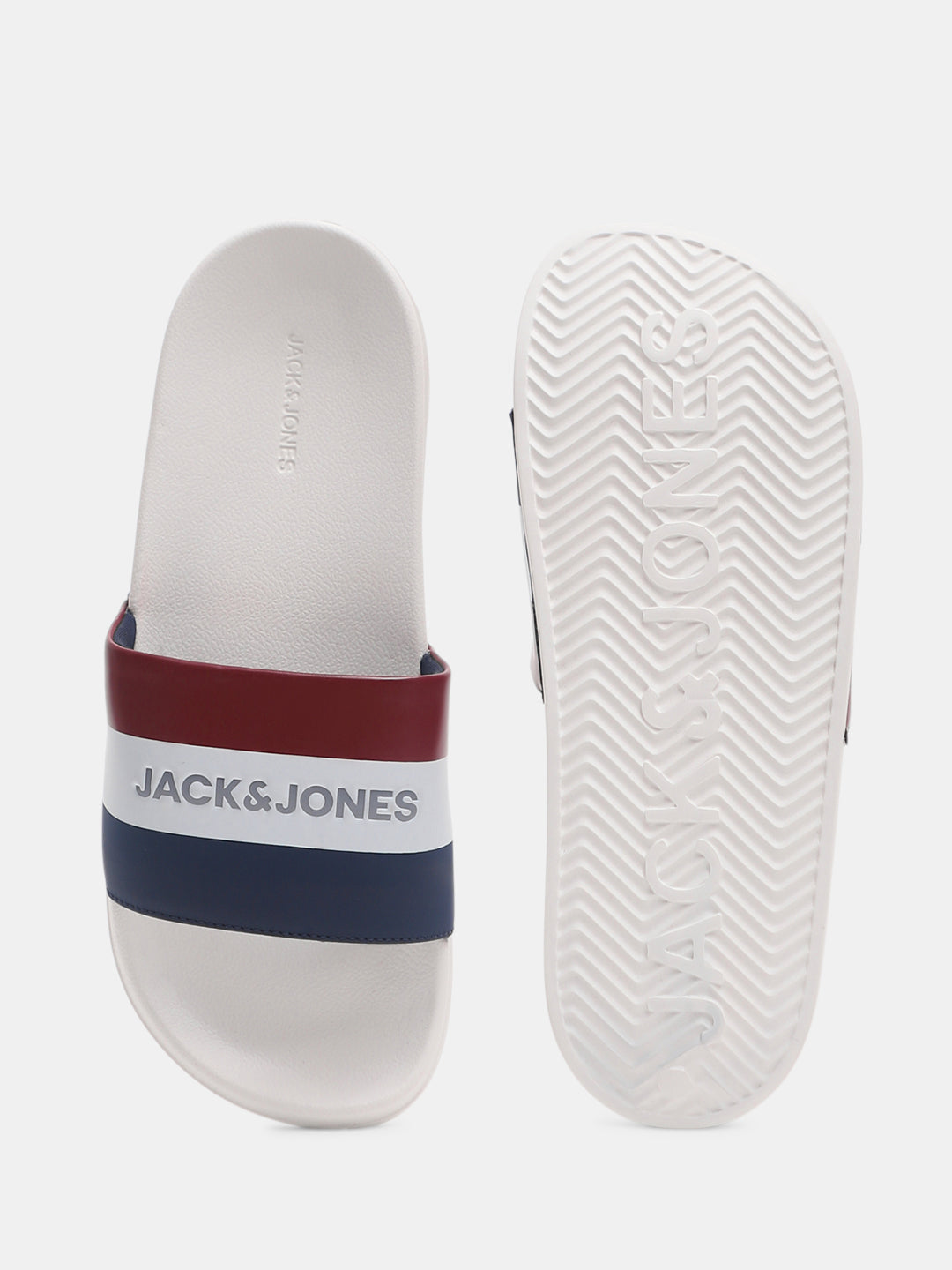 White Striped Pool Sliders