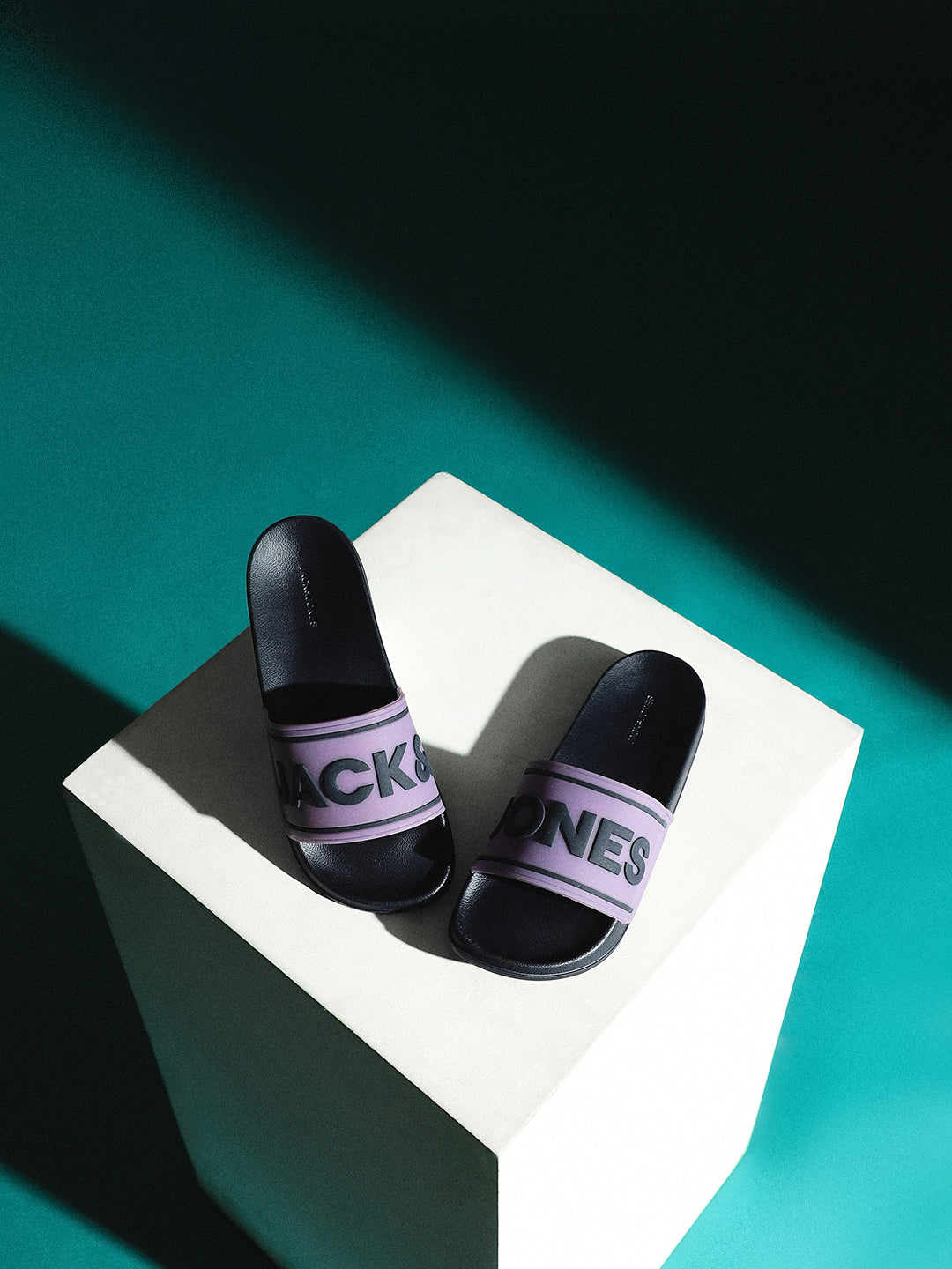 Navy Blue Logo Print Pool Sliders