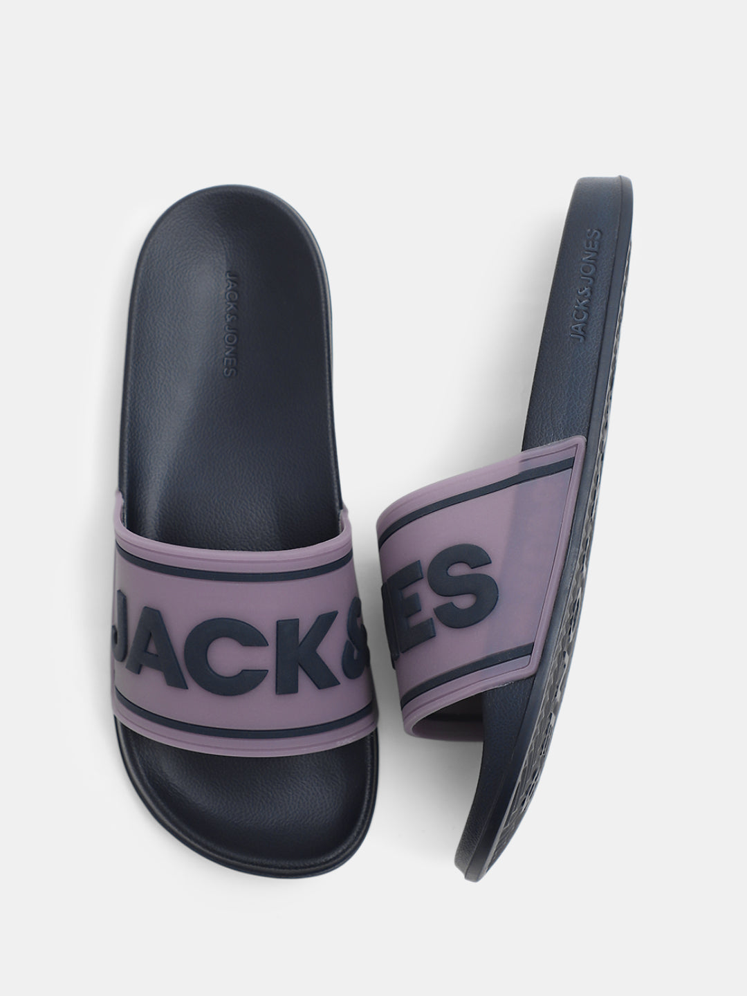 Navy Blue Logo Print Pool Sliders