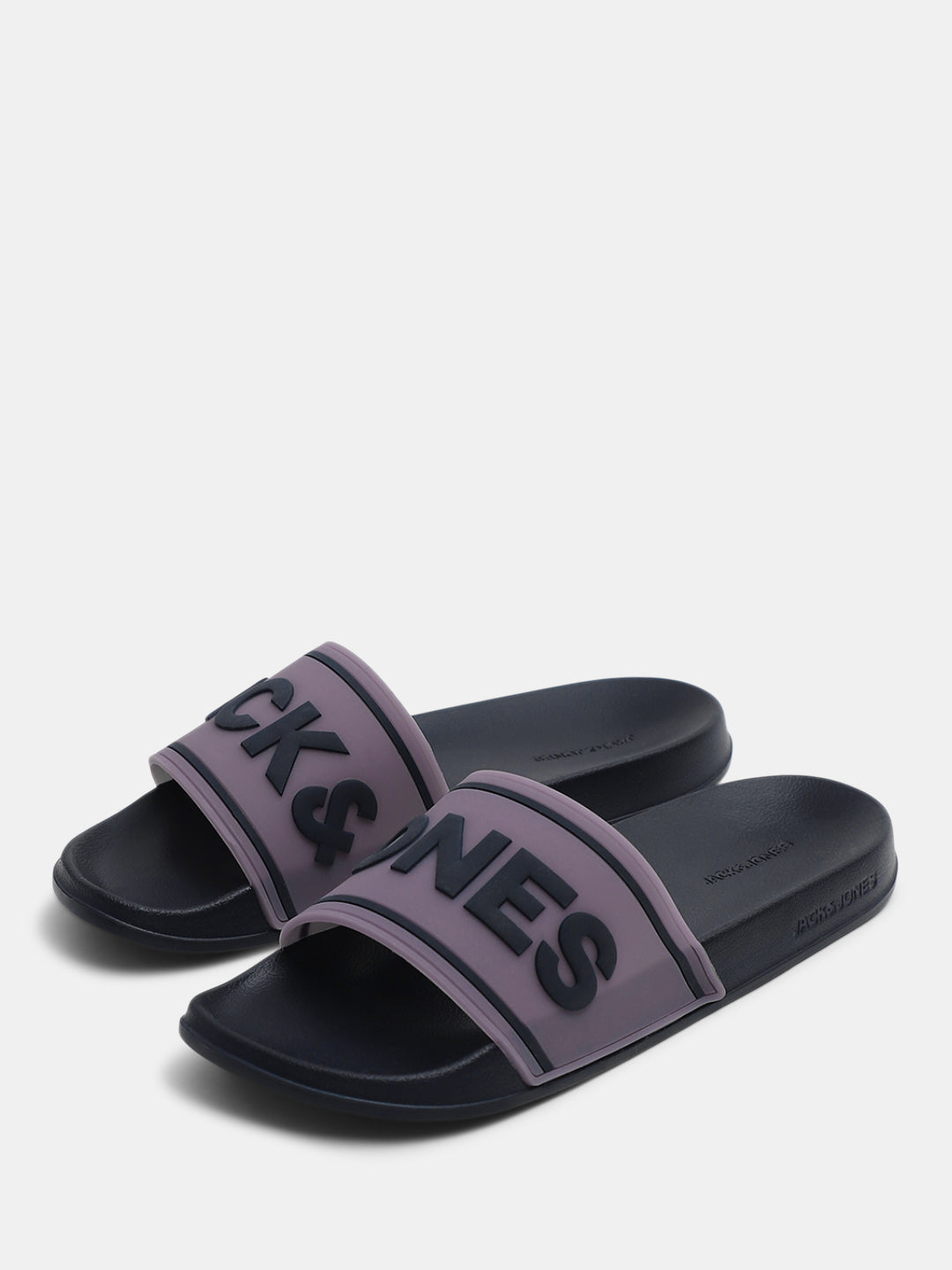 Navy Blue Logo Print Pool Sliders