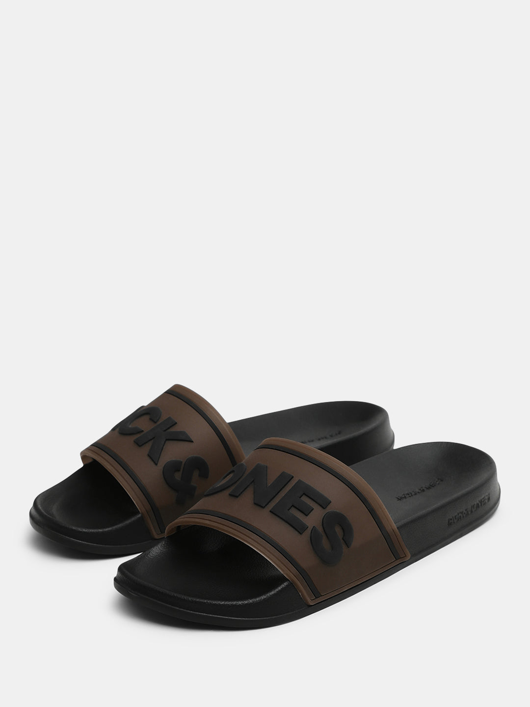 Black Translucent Logo Print Pool Sliders