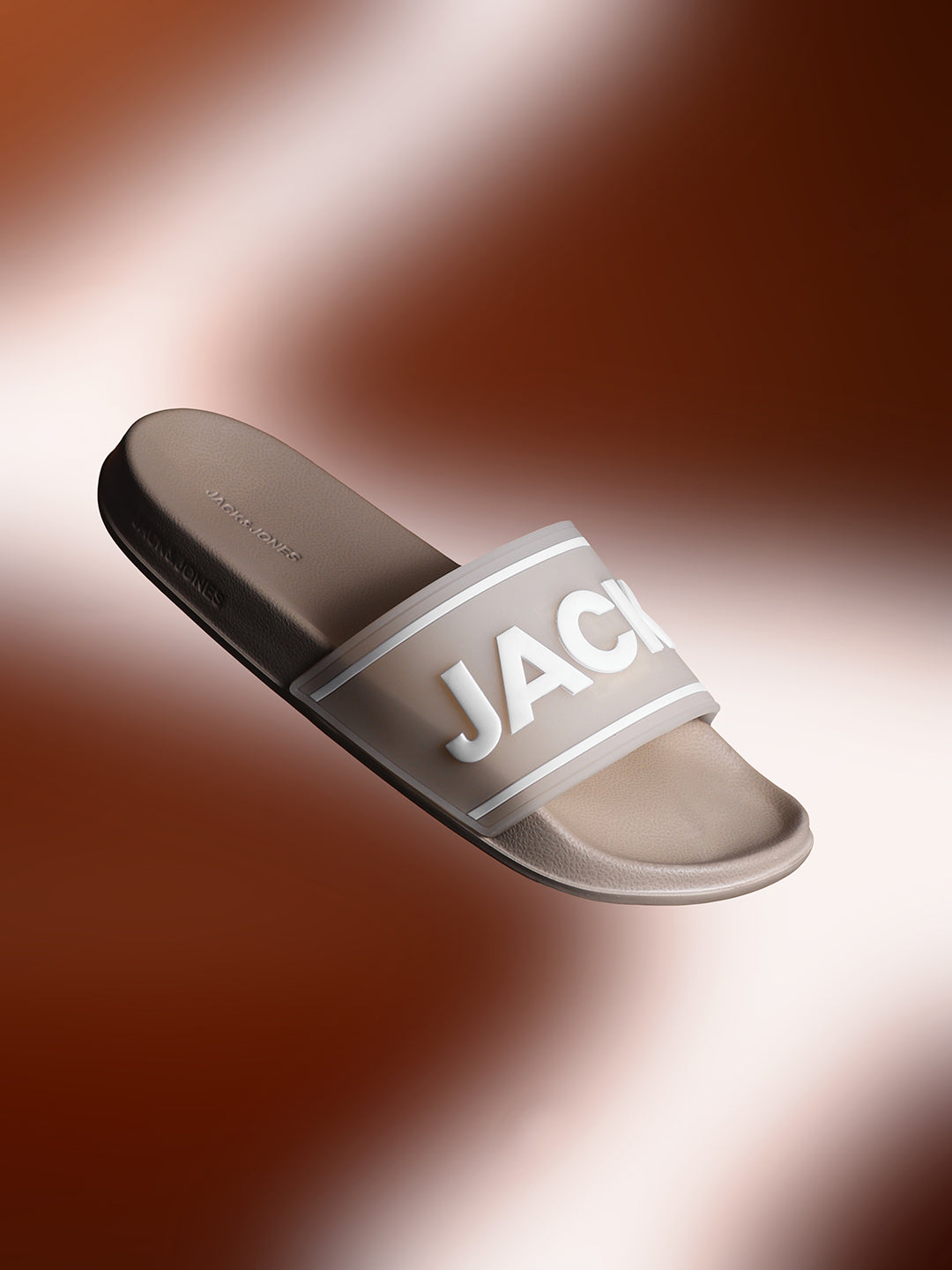Beige Translucent Logo Print Pool Sliders