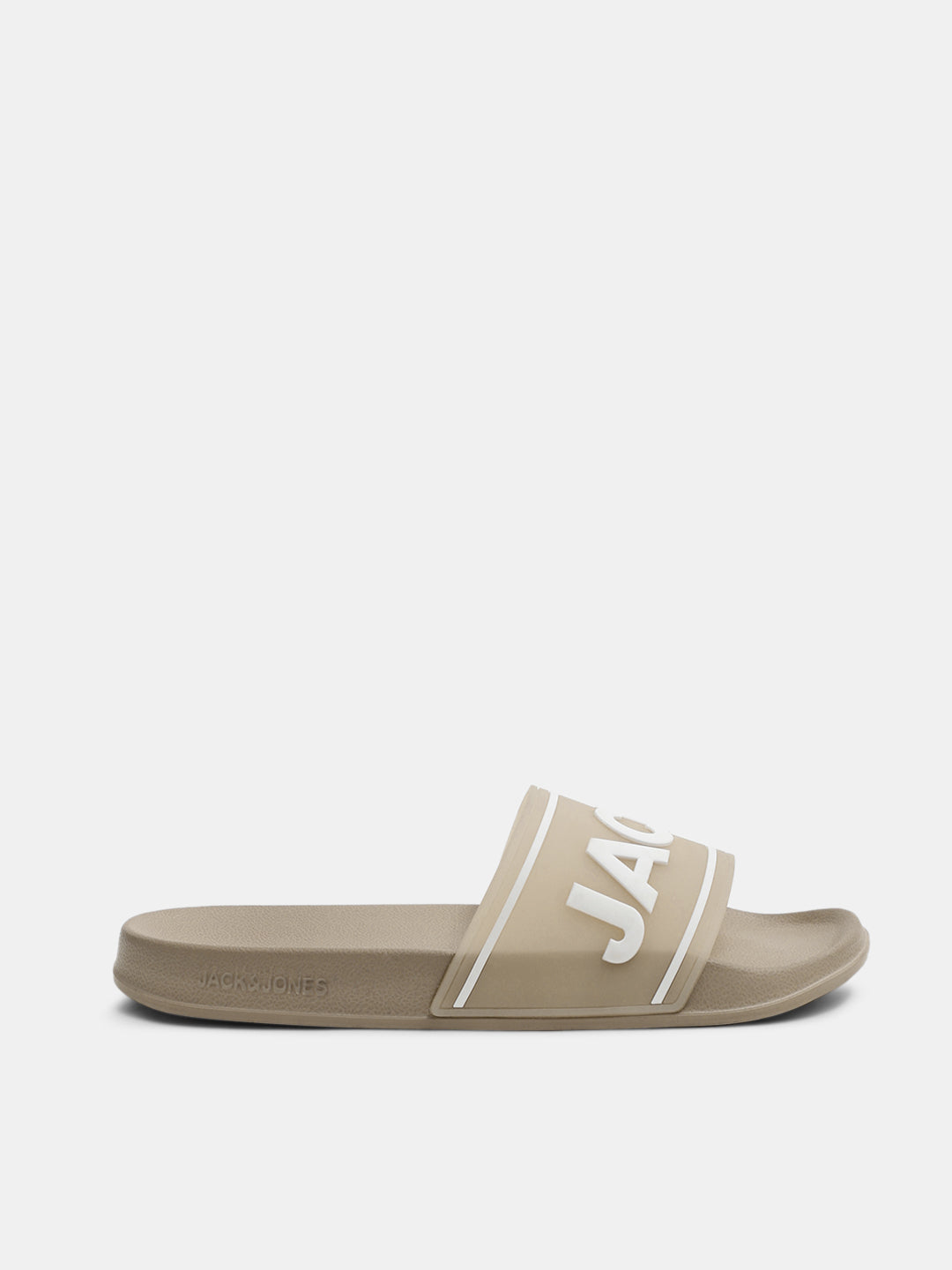Beige Translucent Logo Print Pool Sliders