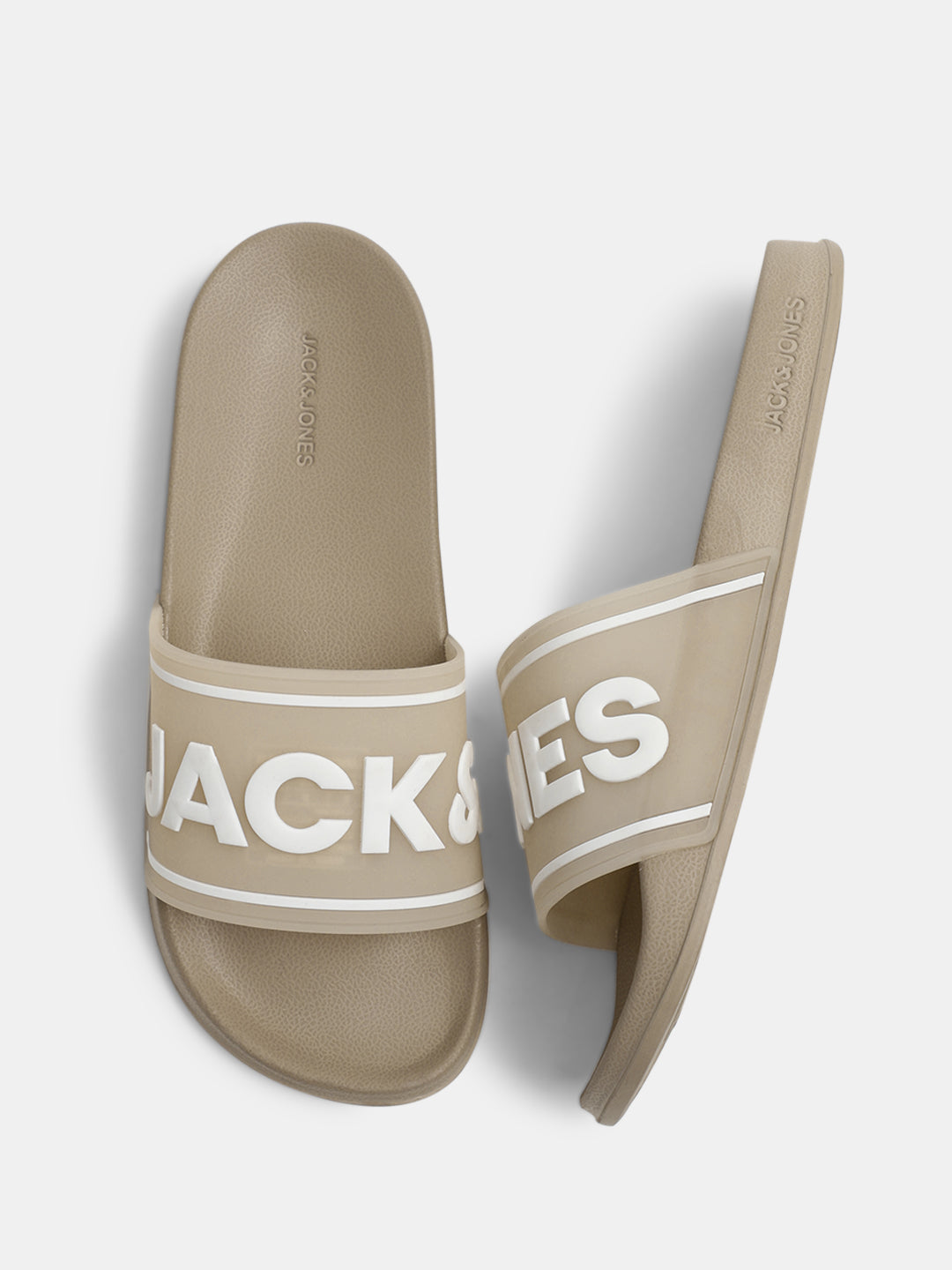 Beige Translucent Logo Print Pool Sliders