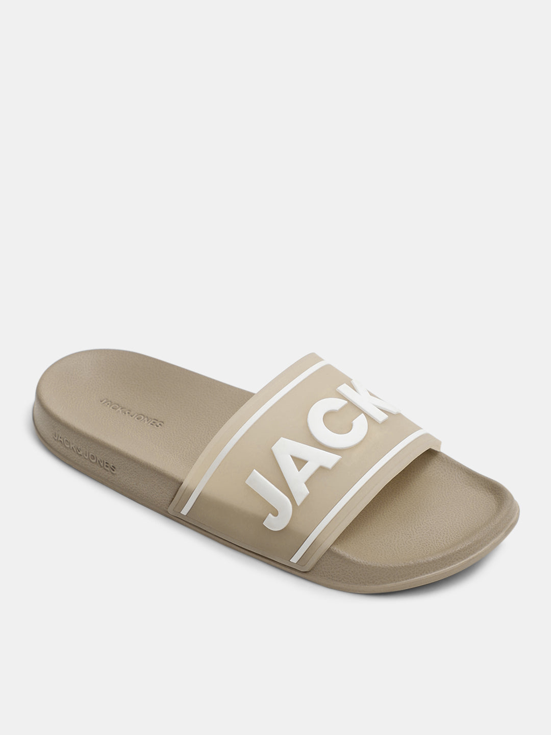 Beige Translucent Logo Print Pool Sliders