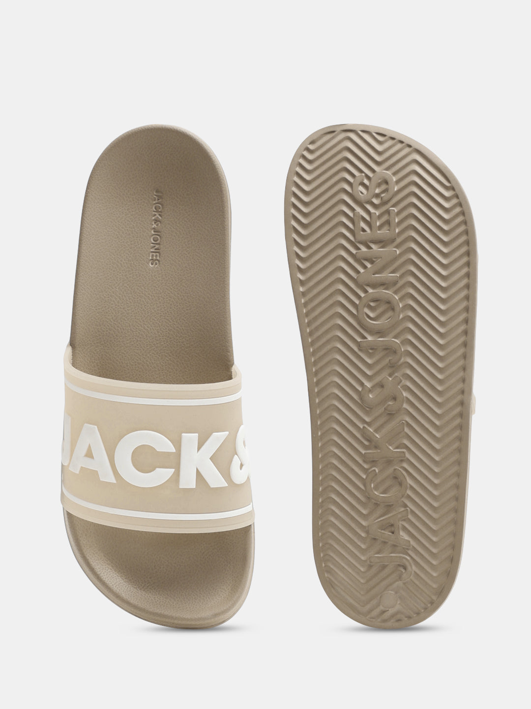 Beige Translucent Logo Print Pool Sliders