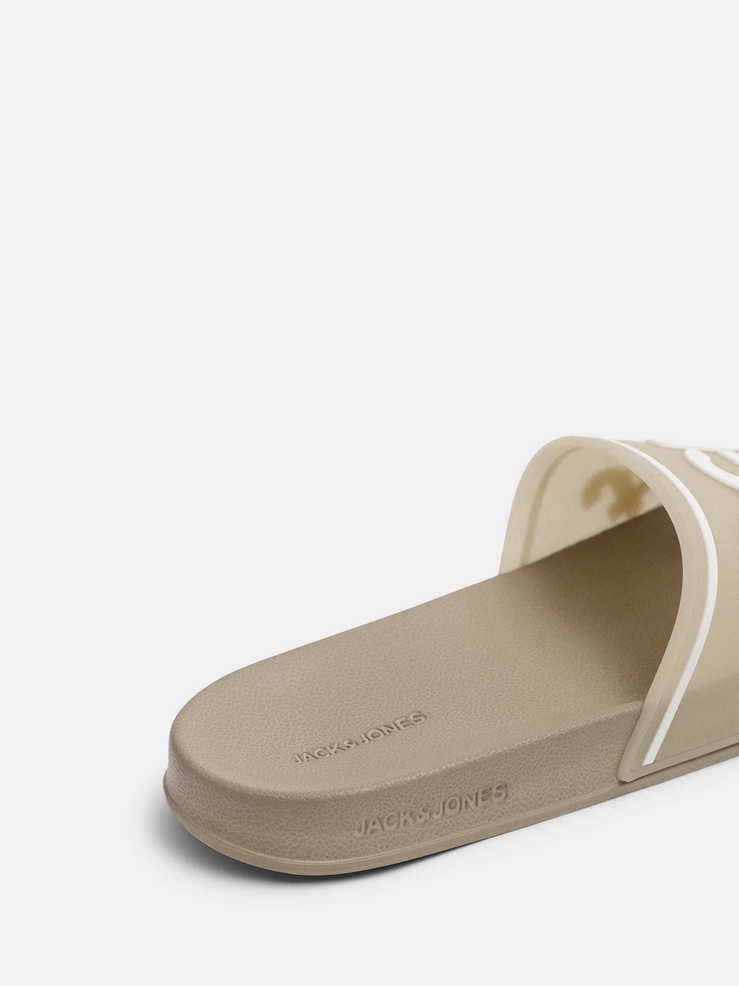 Beige Translucent Logo Print Pool Sliders
