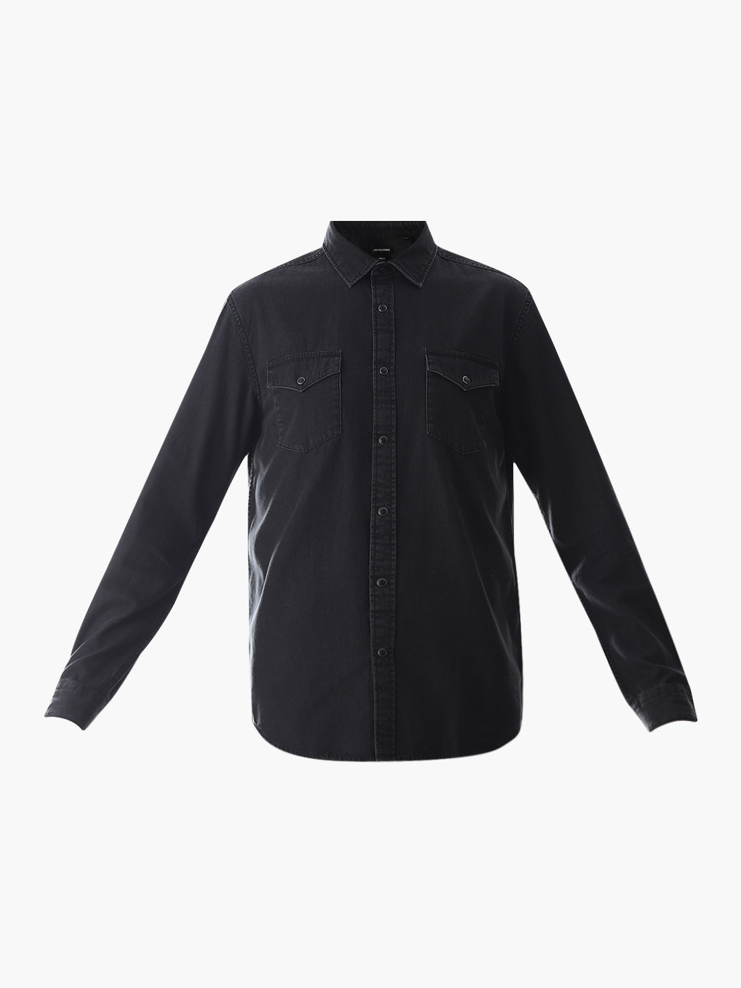 2 Patch Pocket Cotton Denim Shirt - Black