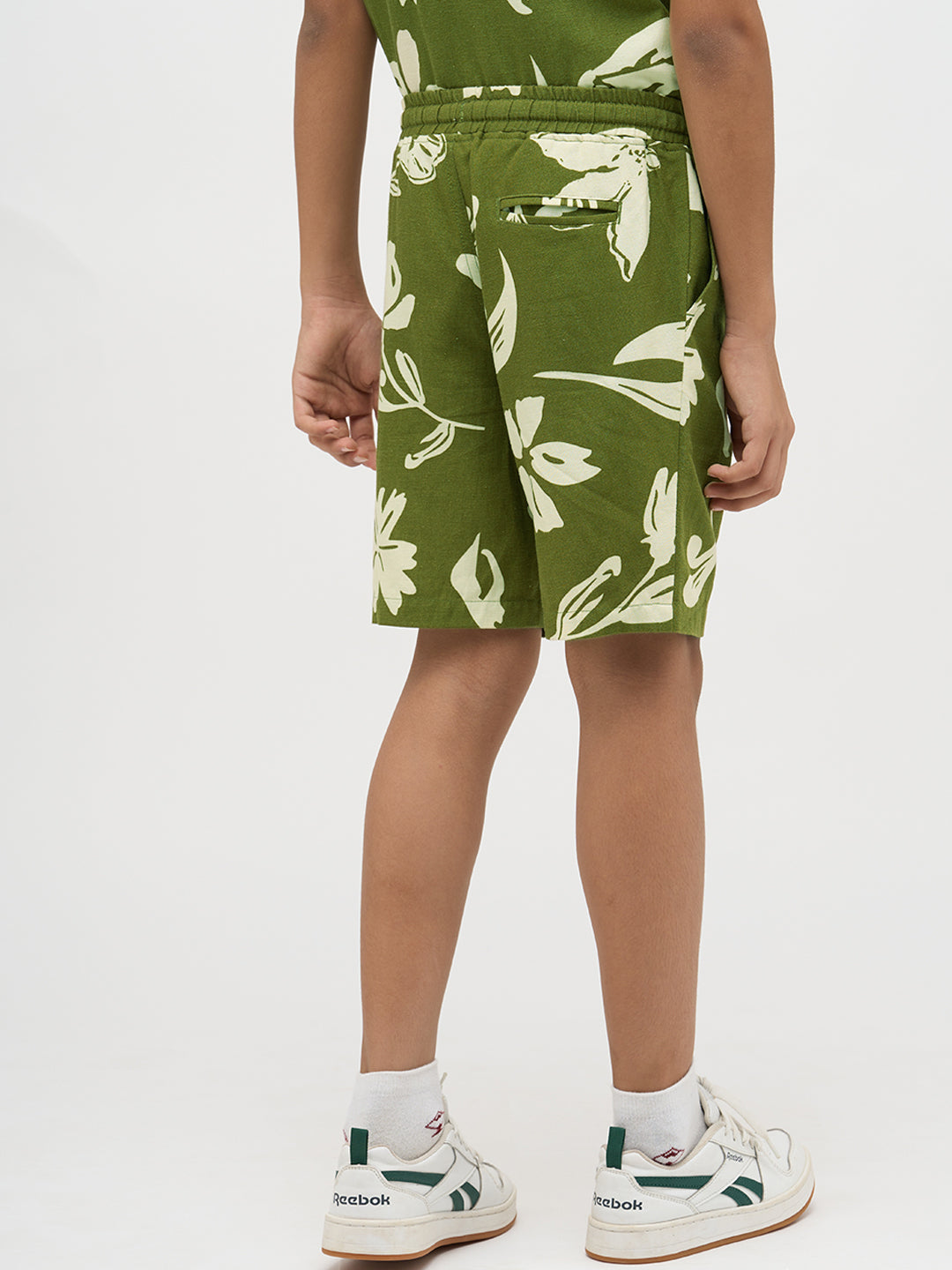 Boys Green Printed Shorts