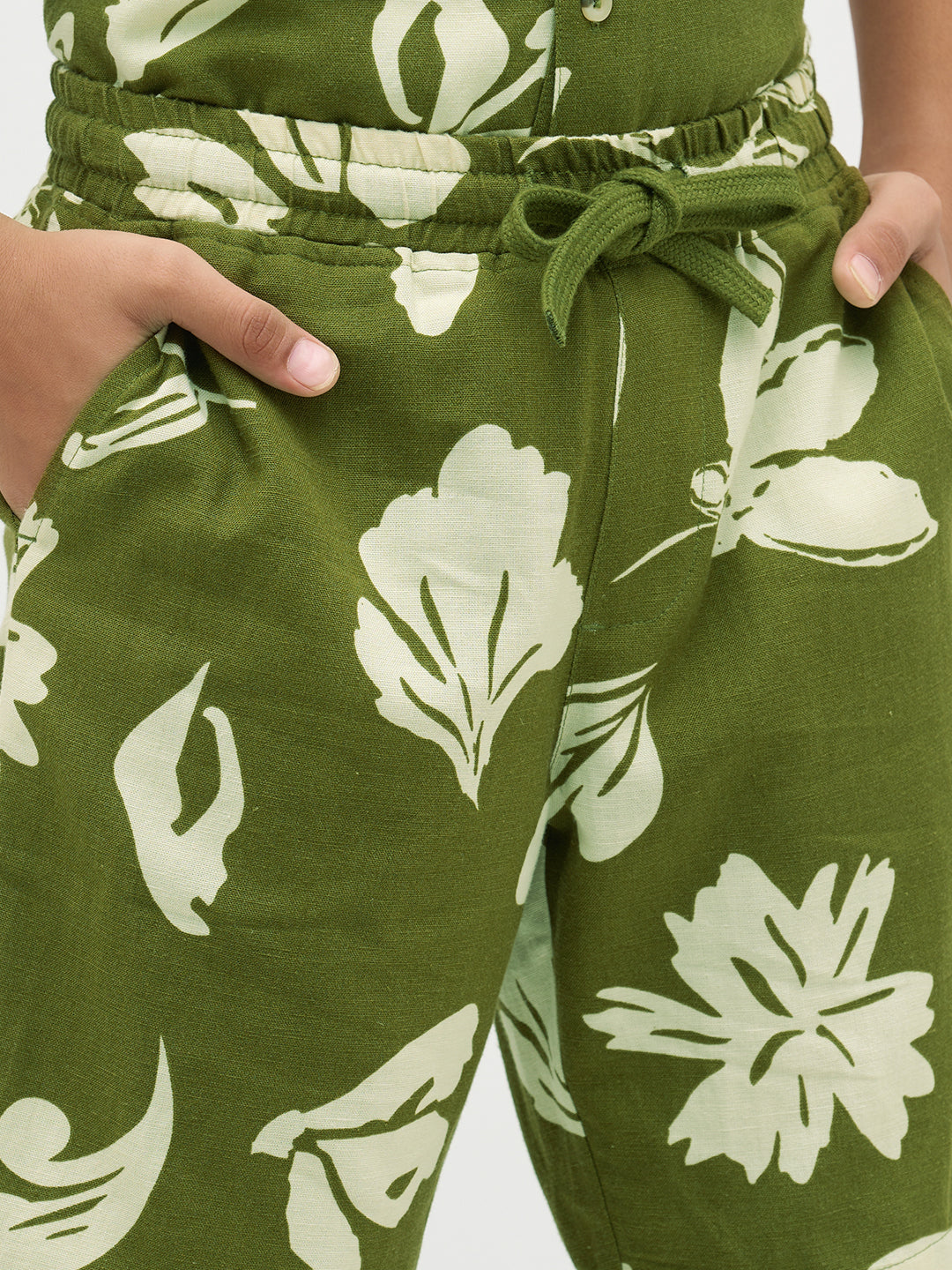 Boys Green Printed Shorts