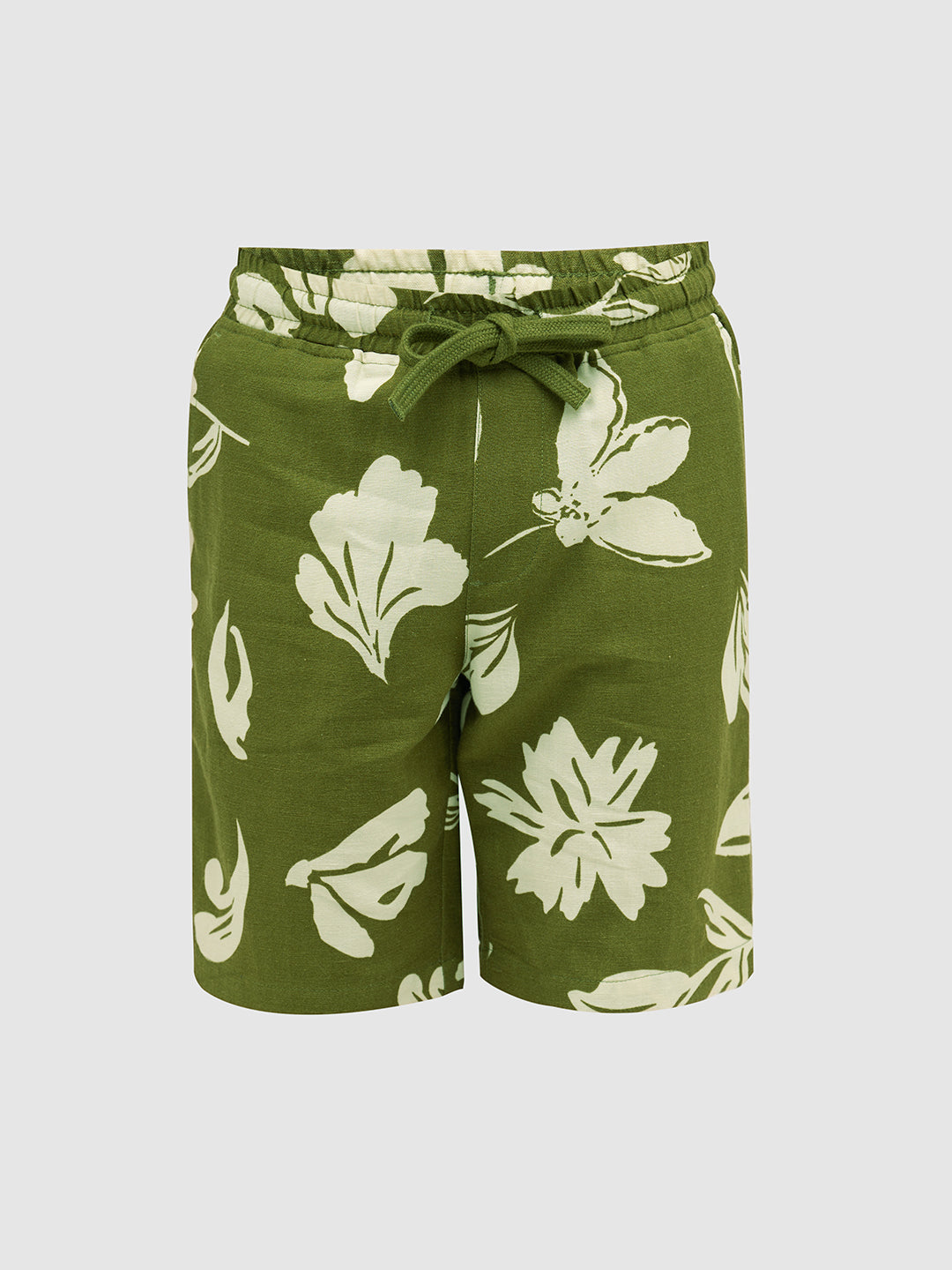 Boys Green Printed Shorts