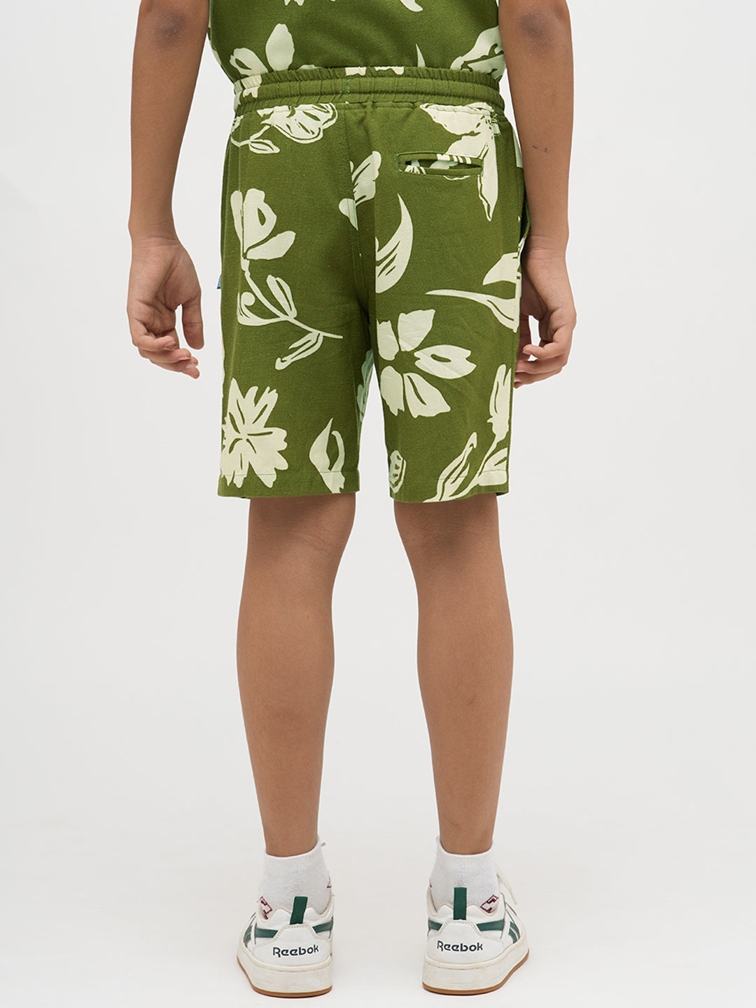 Boys Green Printed Shorts