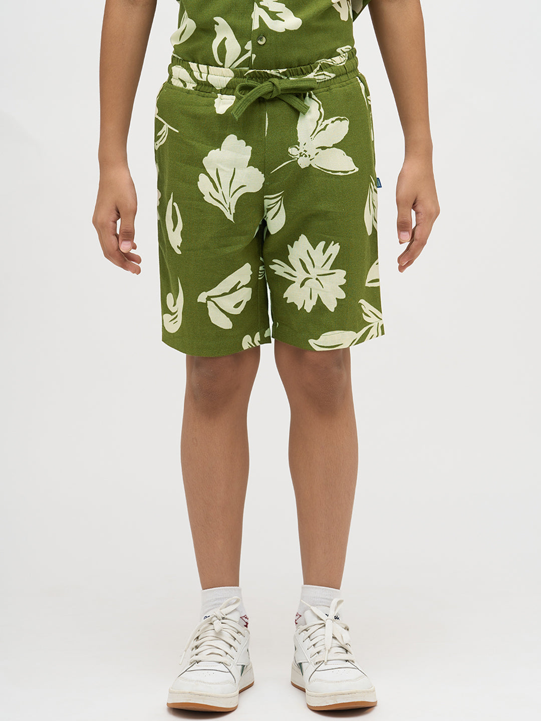 Boys Green Printed Shorts