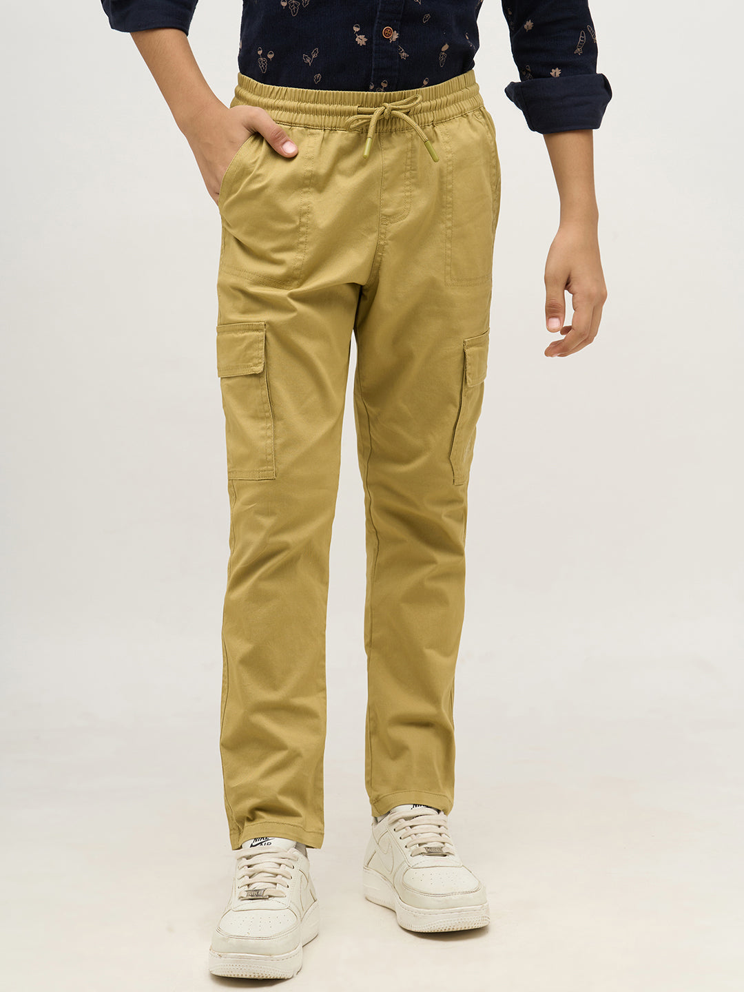 Boys Khaki Patch Pocket Cargo Pants