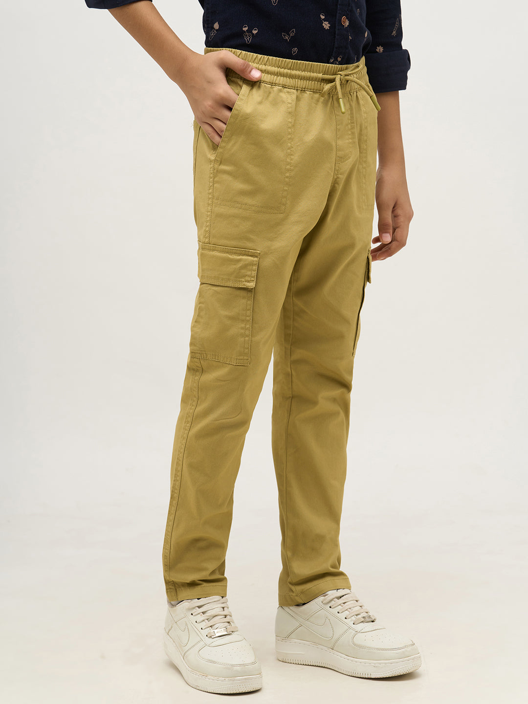 Boys Khaki Patch Pocket Cargo Pants