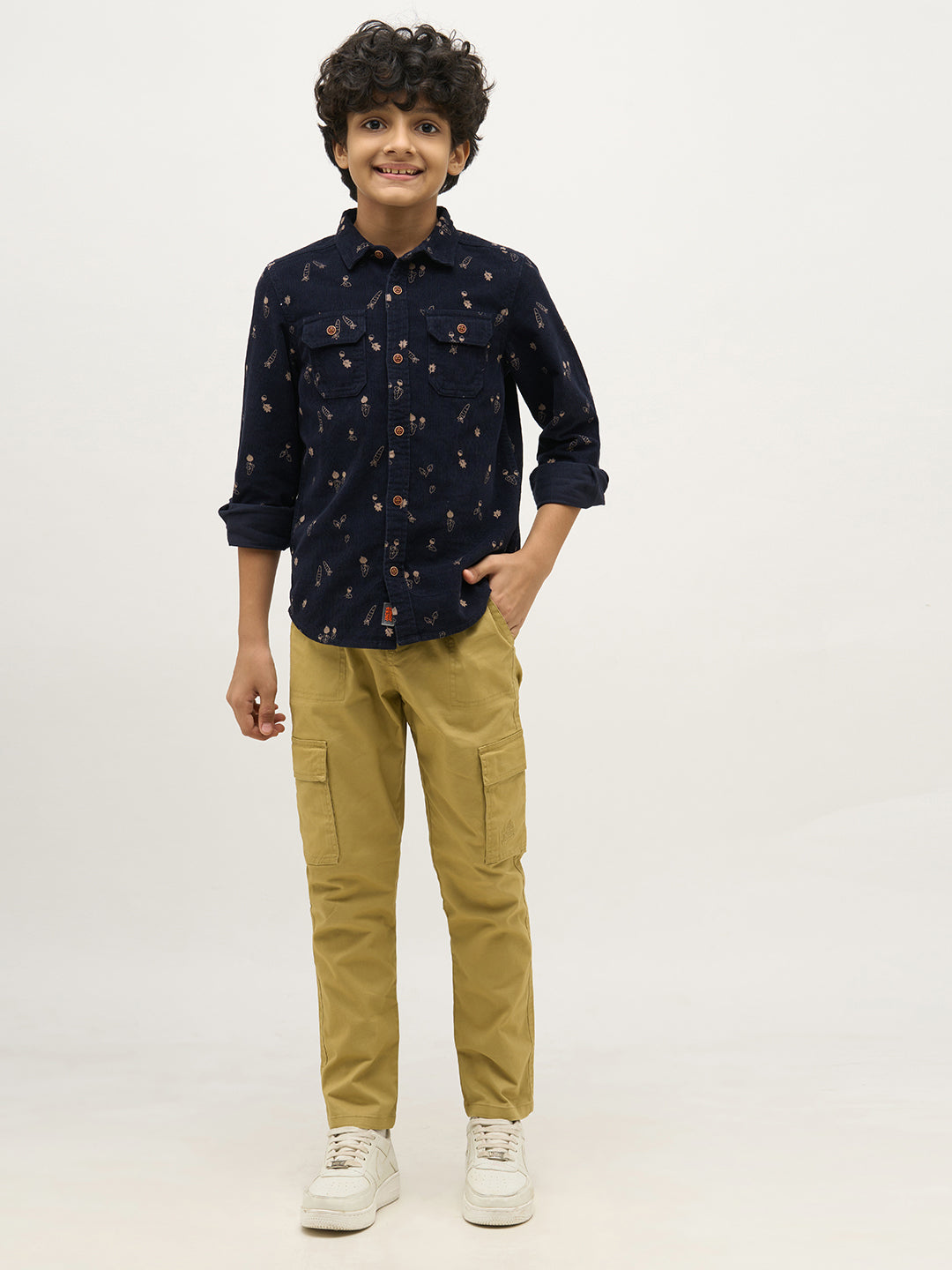 Boys Khaki Patch Pocket Cargo Pants