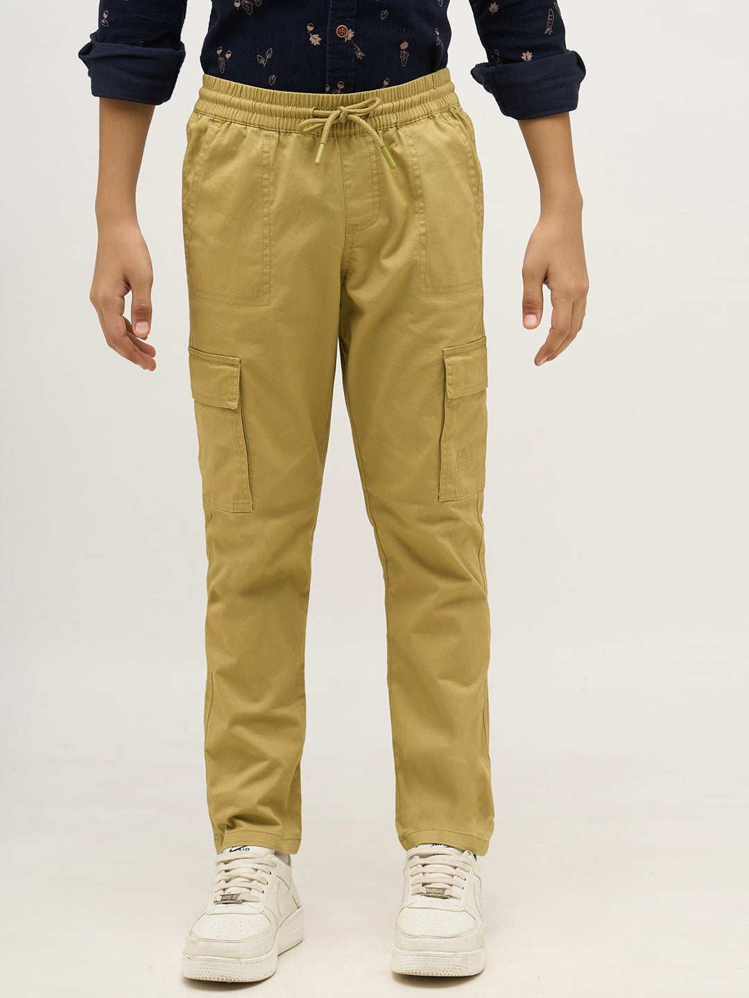 Boys Khaki Patch Pocket Cargo Pants